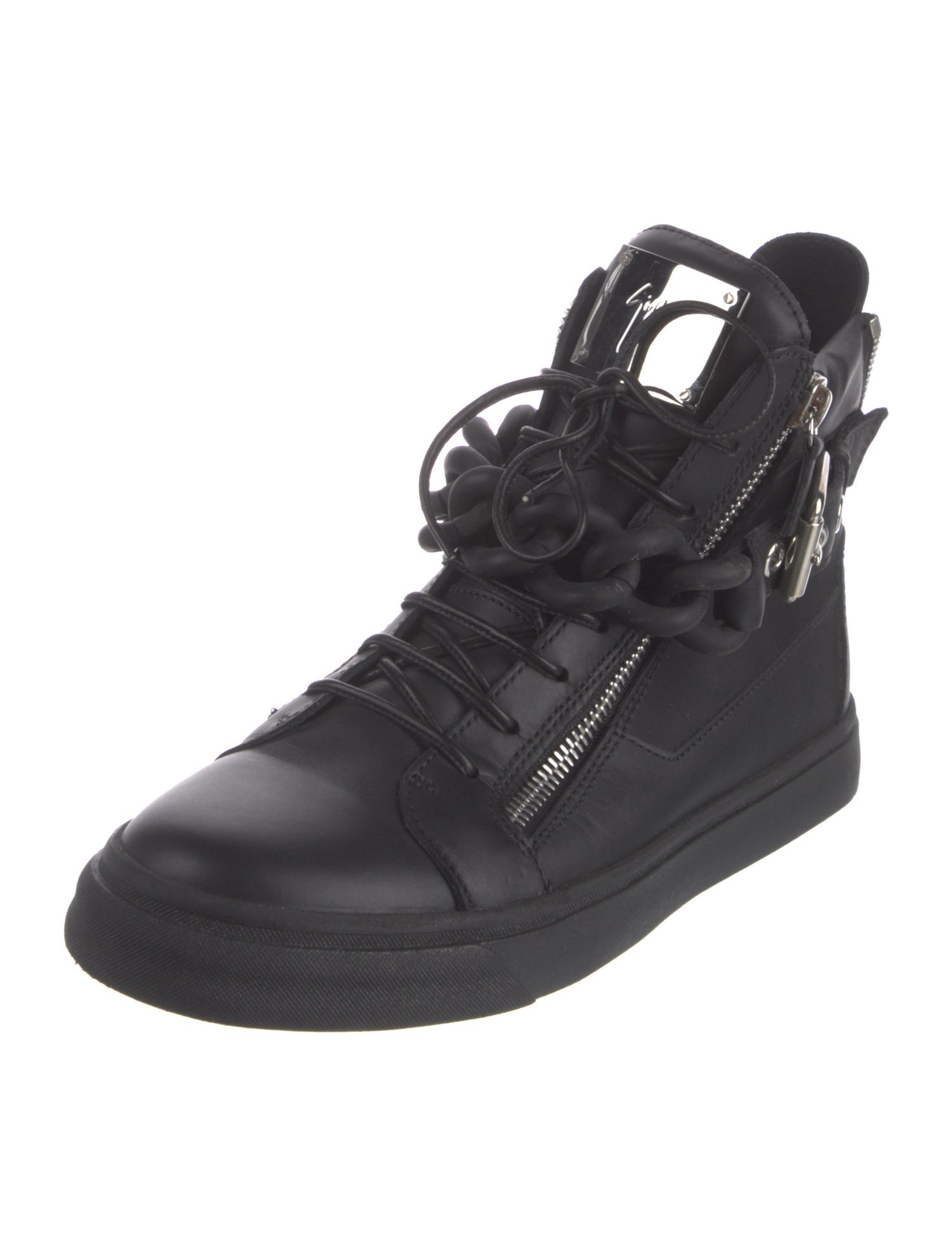 Giuseppe Zanotti Leather Chain-Link Accents Sneakers