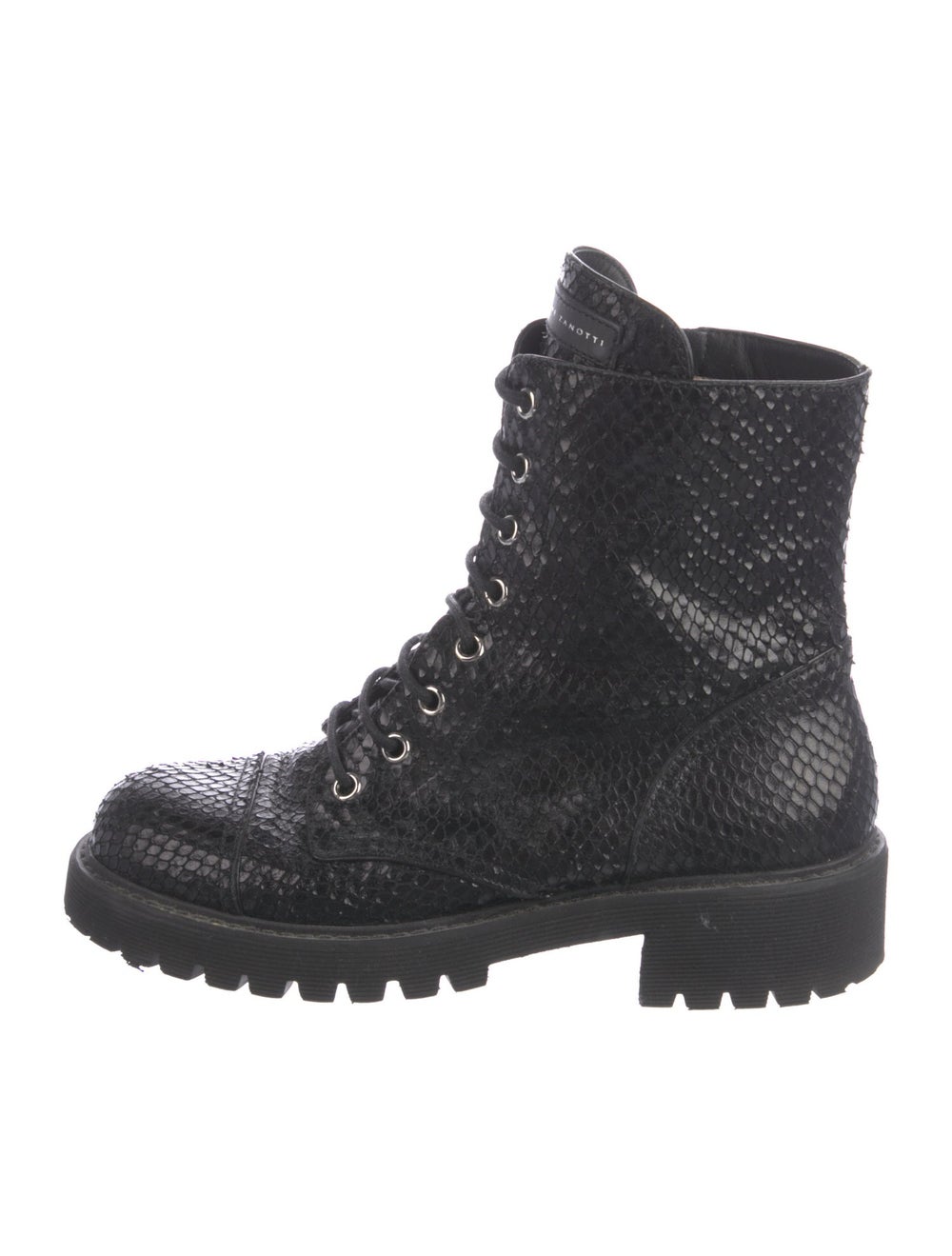 Giuseppe Zanotti Python Ankle Combat Boots Black … - image 1