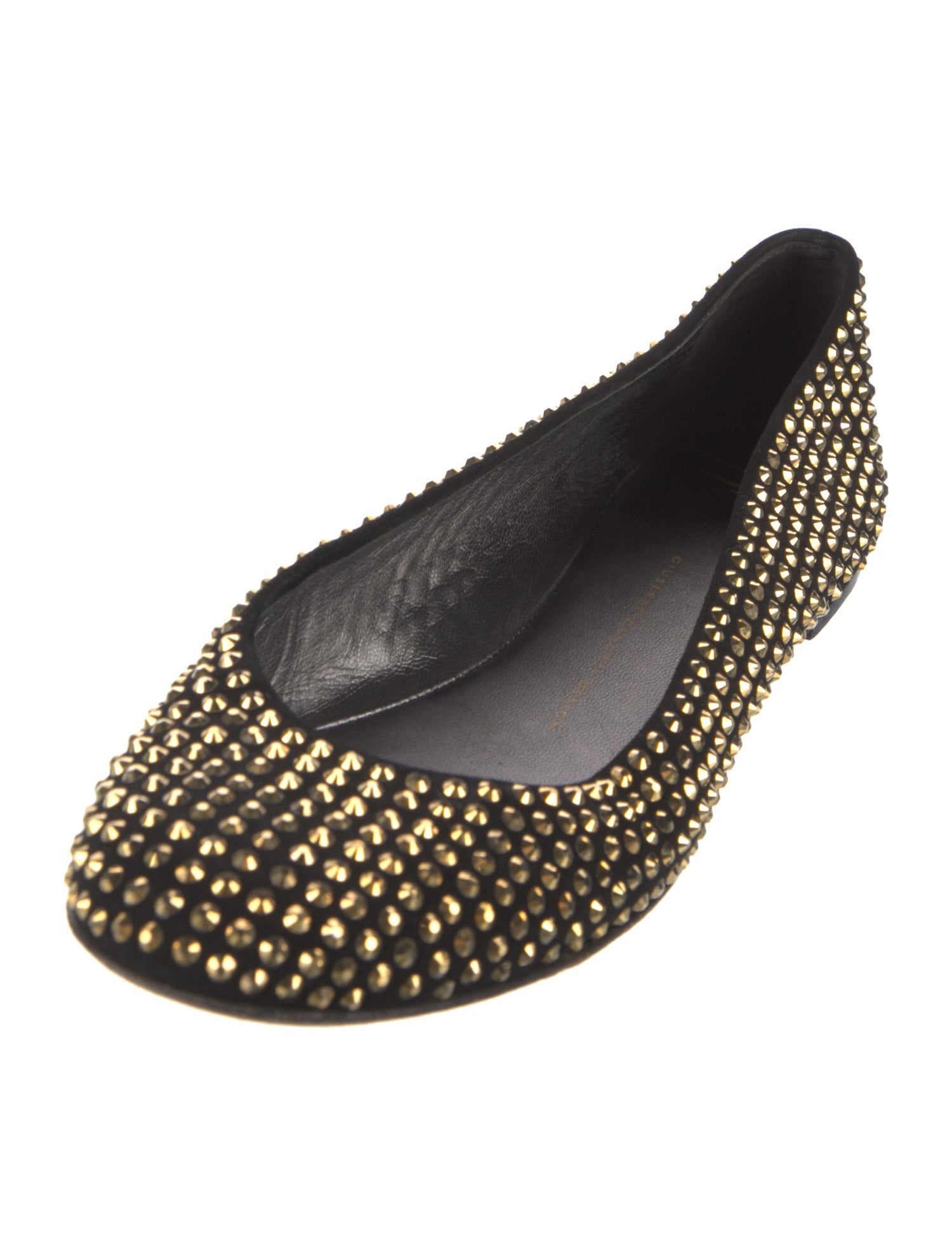 Giuseppe Zanotti Suede Crystal Embellishments Flats
