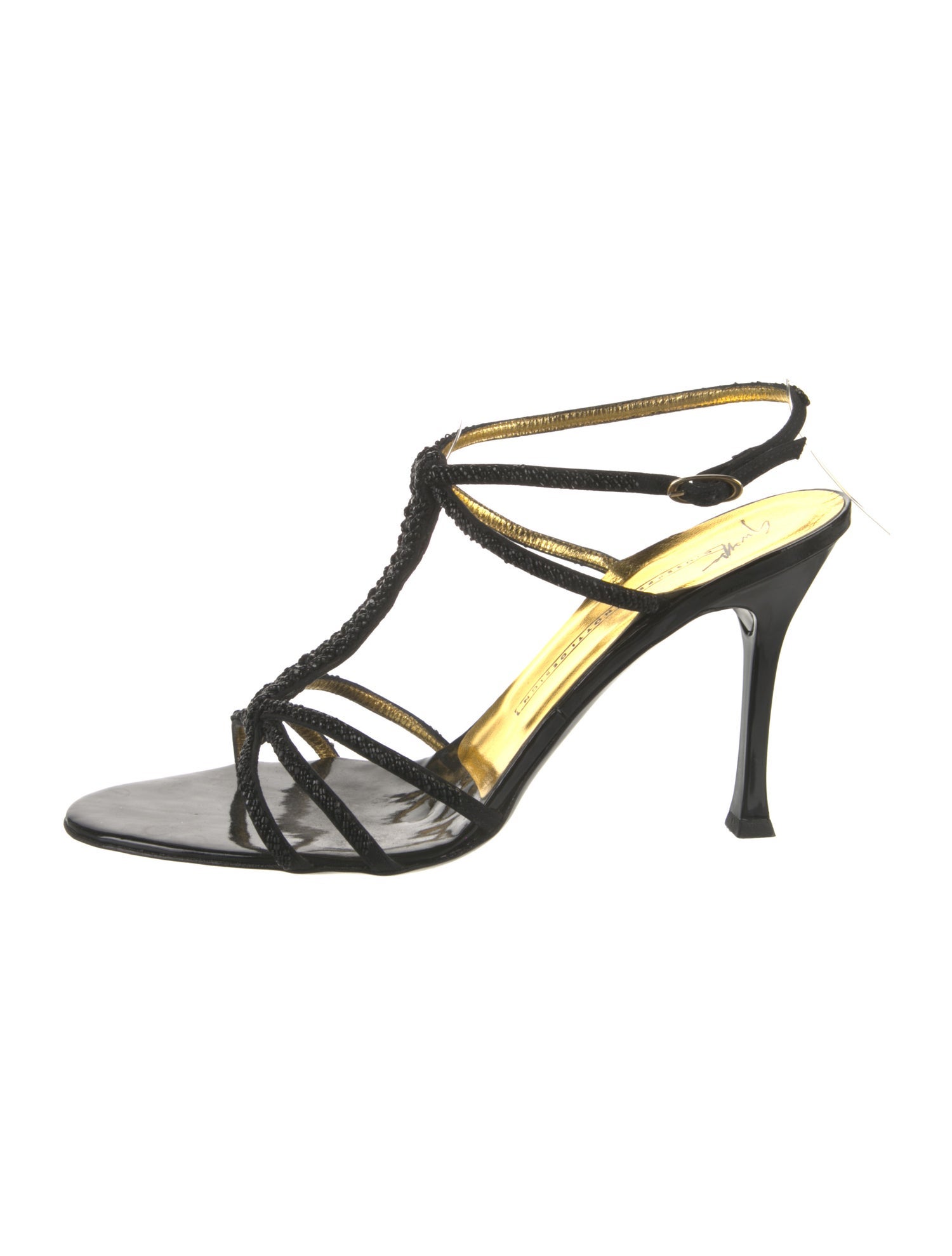 Giuseppe Zanotti Leather Beaded Accents T-Strap Sandals