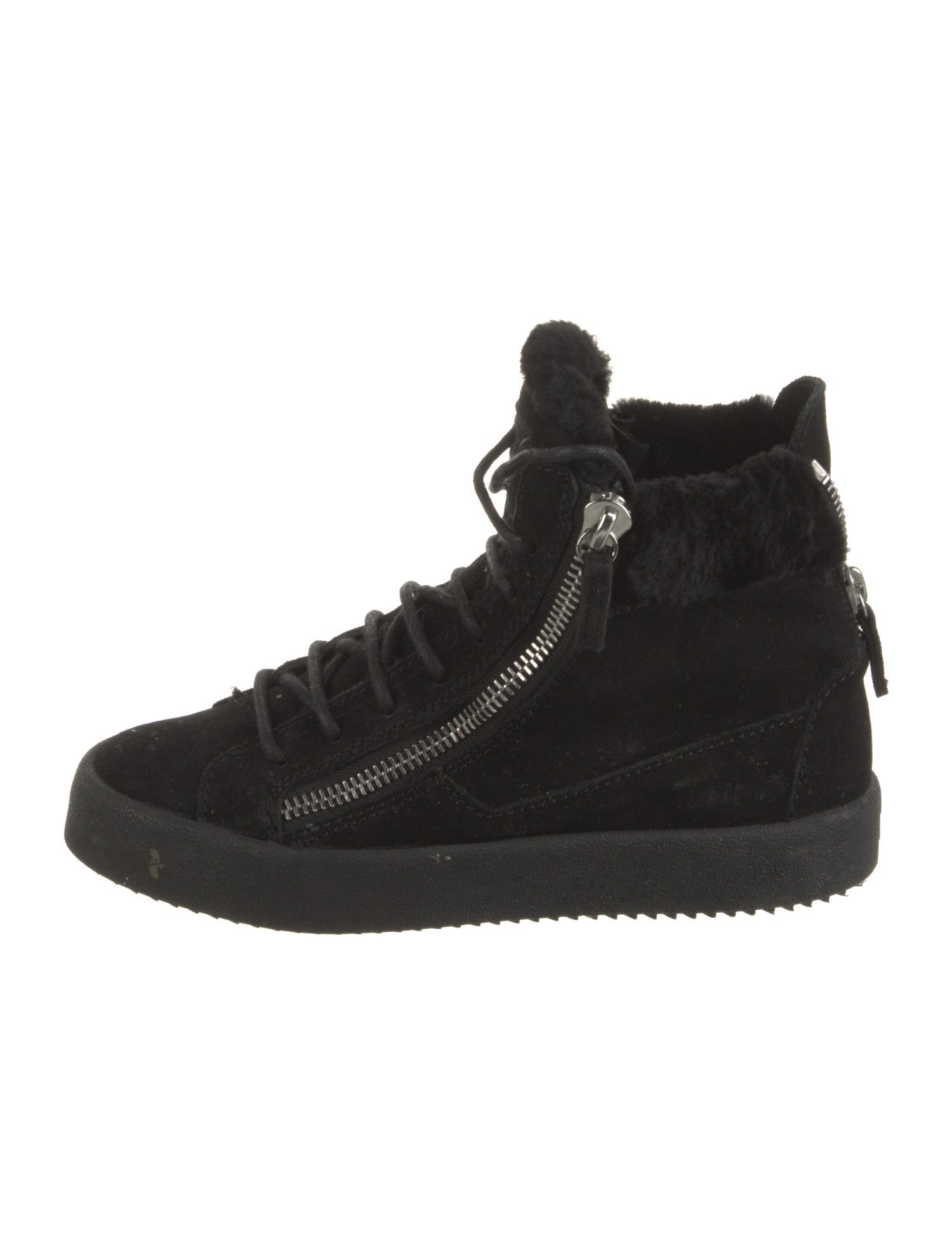 Giuseppe Zanotti Suede Faux Fur Trim Sneakers
