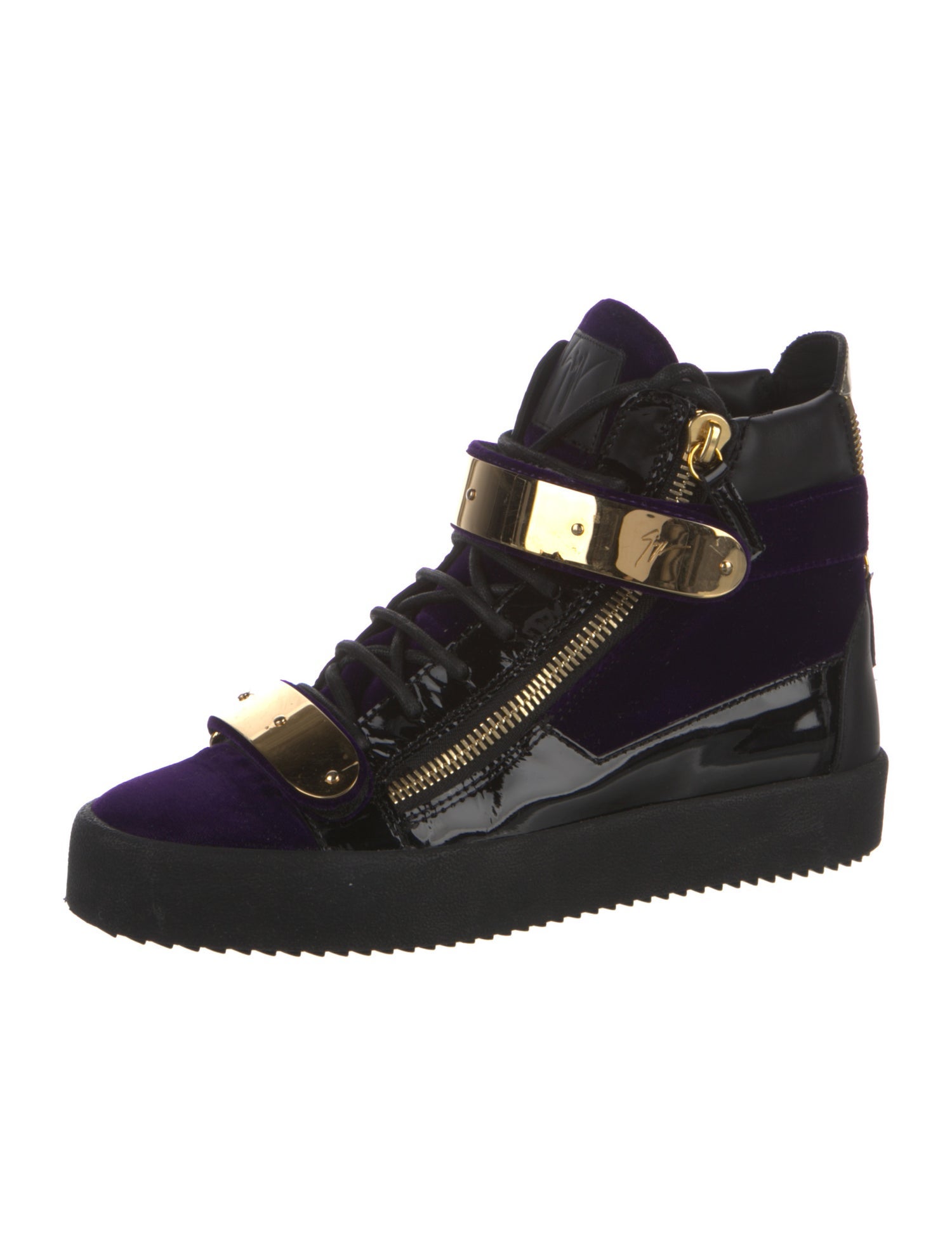 Giuseppe Zanotti Velvet Leather Trim Embellishment Sneakers