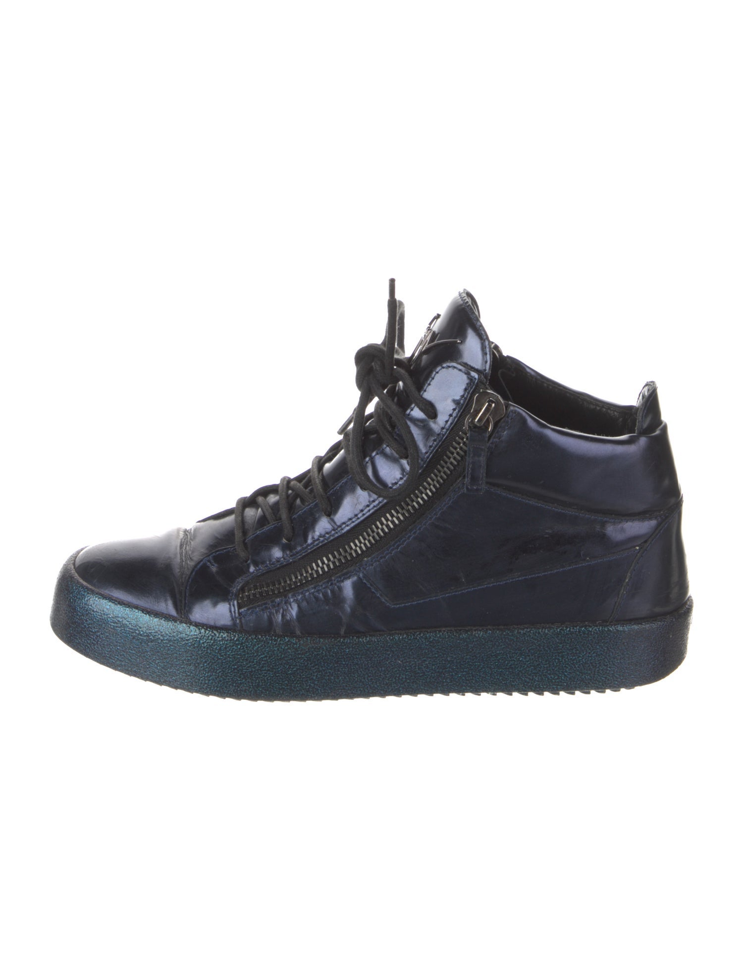 Giuseppe Zanotti Patent Leather Glitter Accents Sneakers