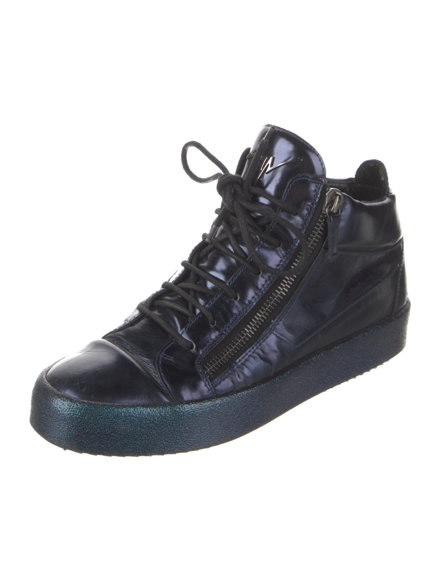Giuseppe Zanotti Patent Leather Glitter Accents Sneakers