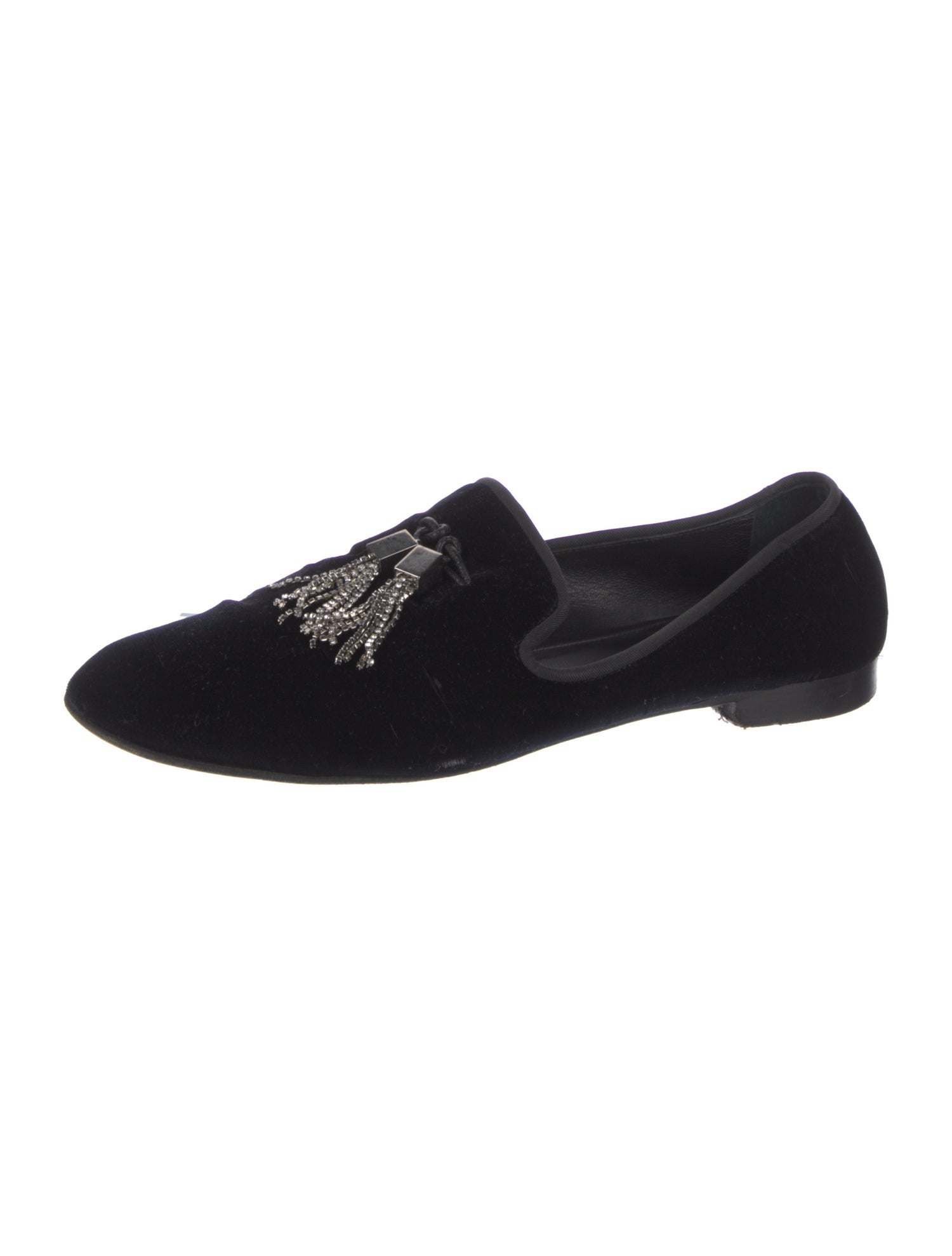 Giuseppe Zanotti Velvet Crystal Embellishments Loafers