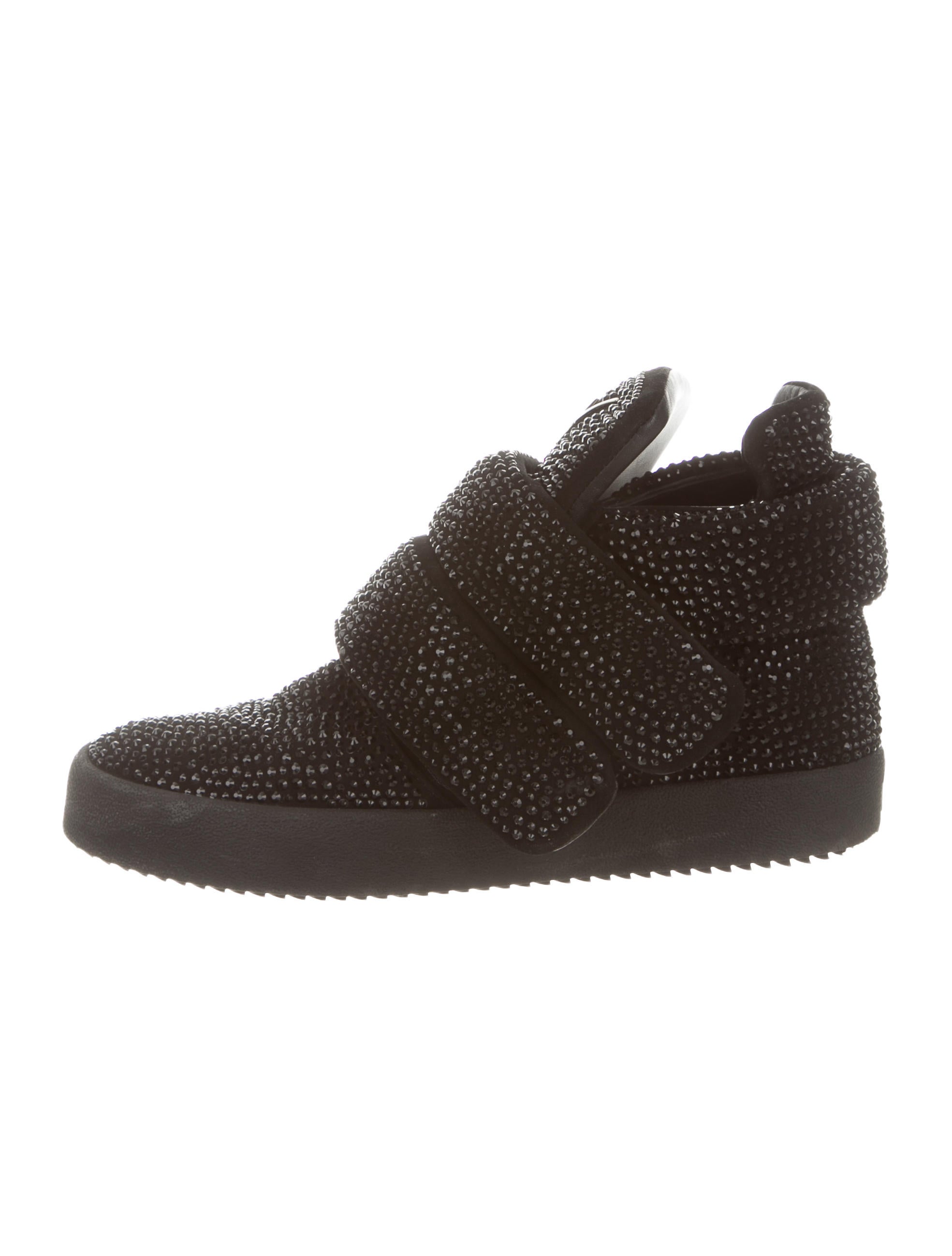 Giuseppe Zanotti Crystal-Embellished Puff-Strap Sneakers - Black