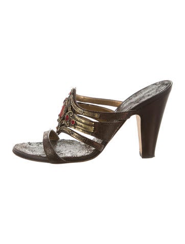 Giuseppe Zanotti Metallic Jewel Slide Sandals