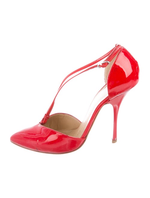 Giuseppe Zanotti Patent Leather T-Strap Pumps Red