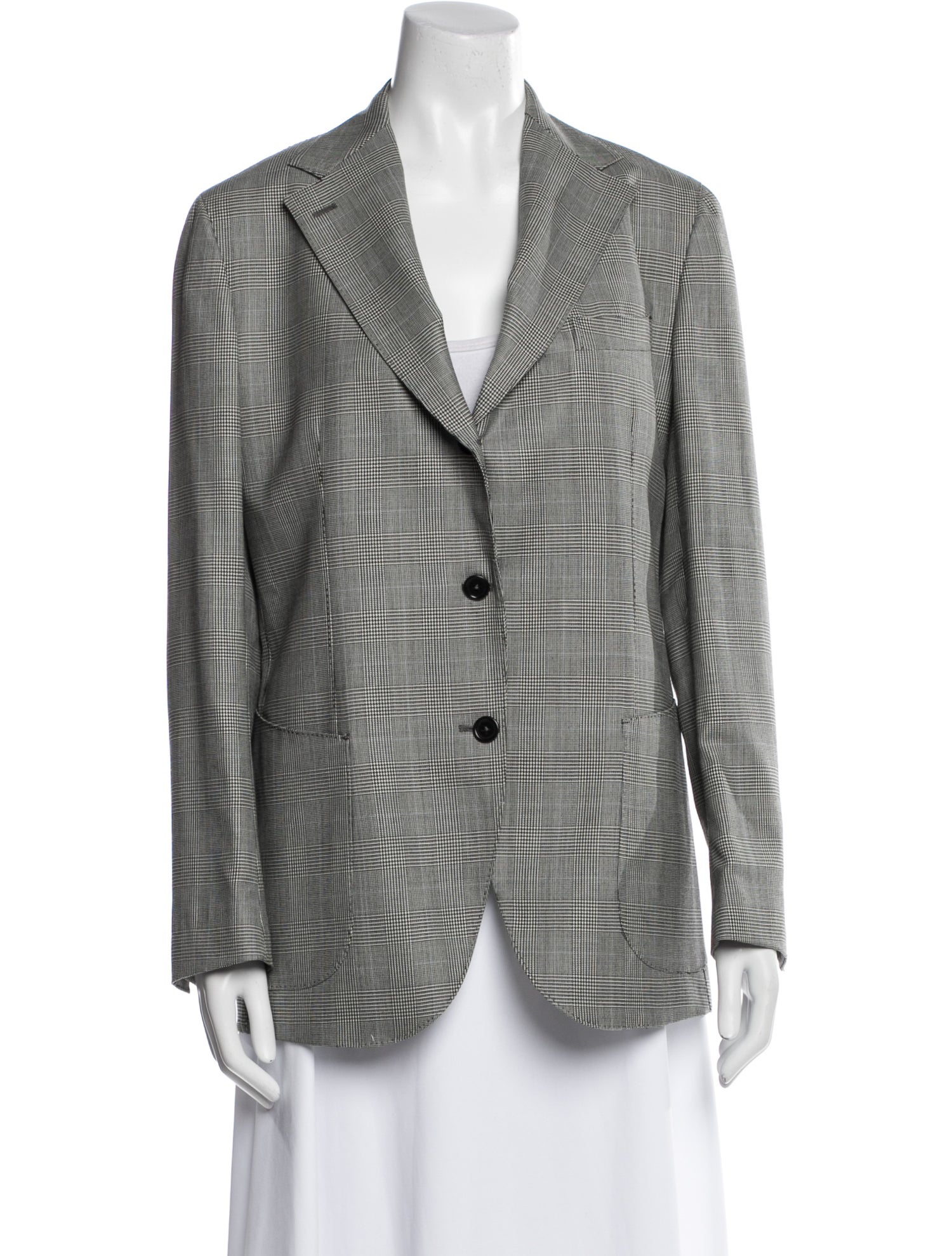 Giuliva Heritage Collection Virgin Wool Plaid Print Blazer