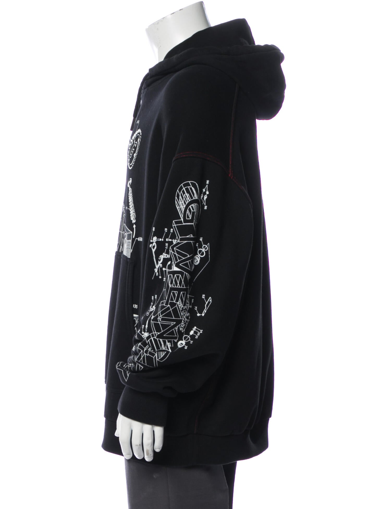 トップス GIVENCHY GOTHIC OVERSIZED HOODIE XXL Givenchy Graphic Print Mock Neck Hoodie - Black Sweatshirts