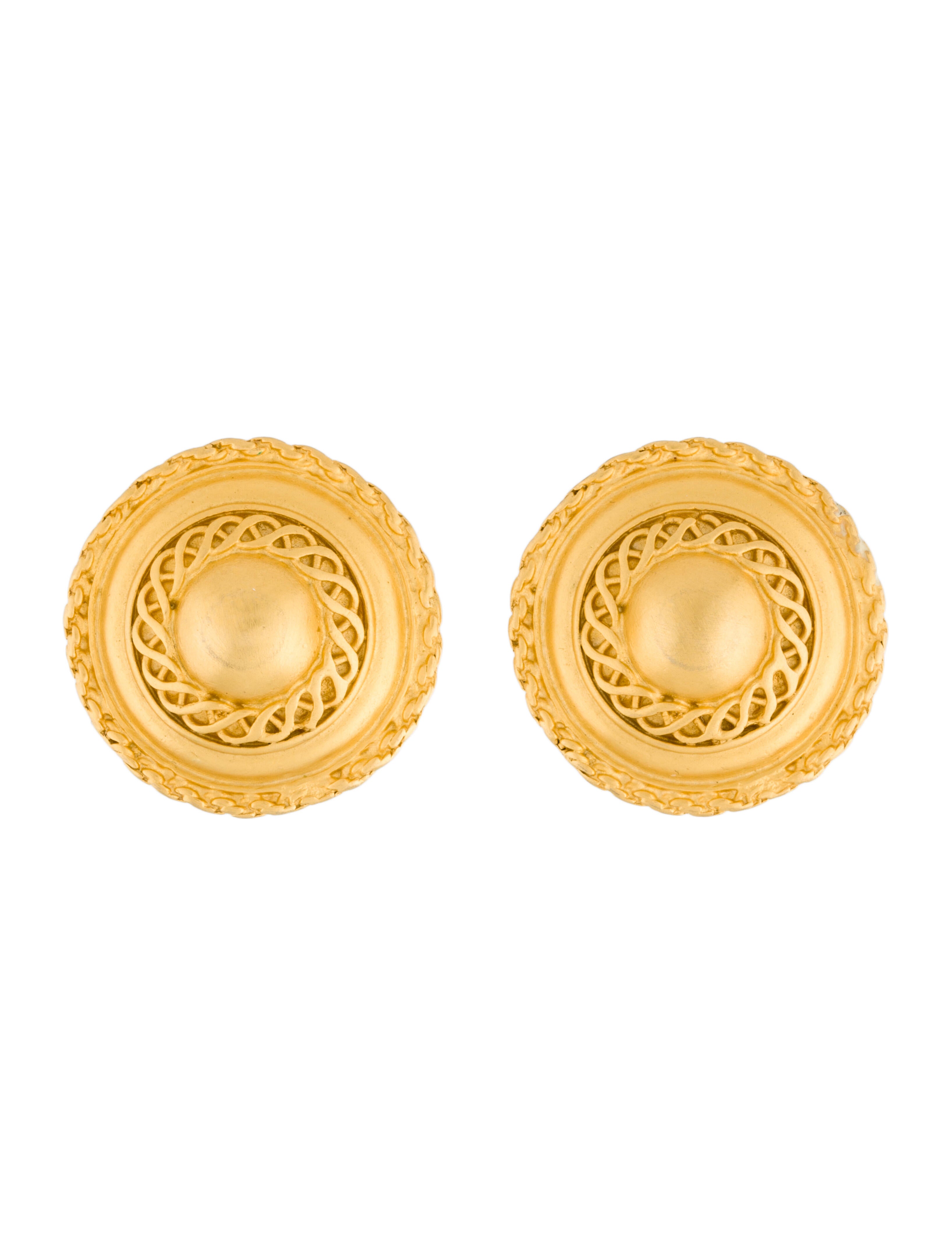 Gianni Versace Crystal Medusa ClipOn Earrings Pink, GoldTone Metal