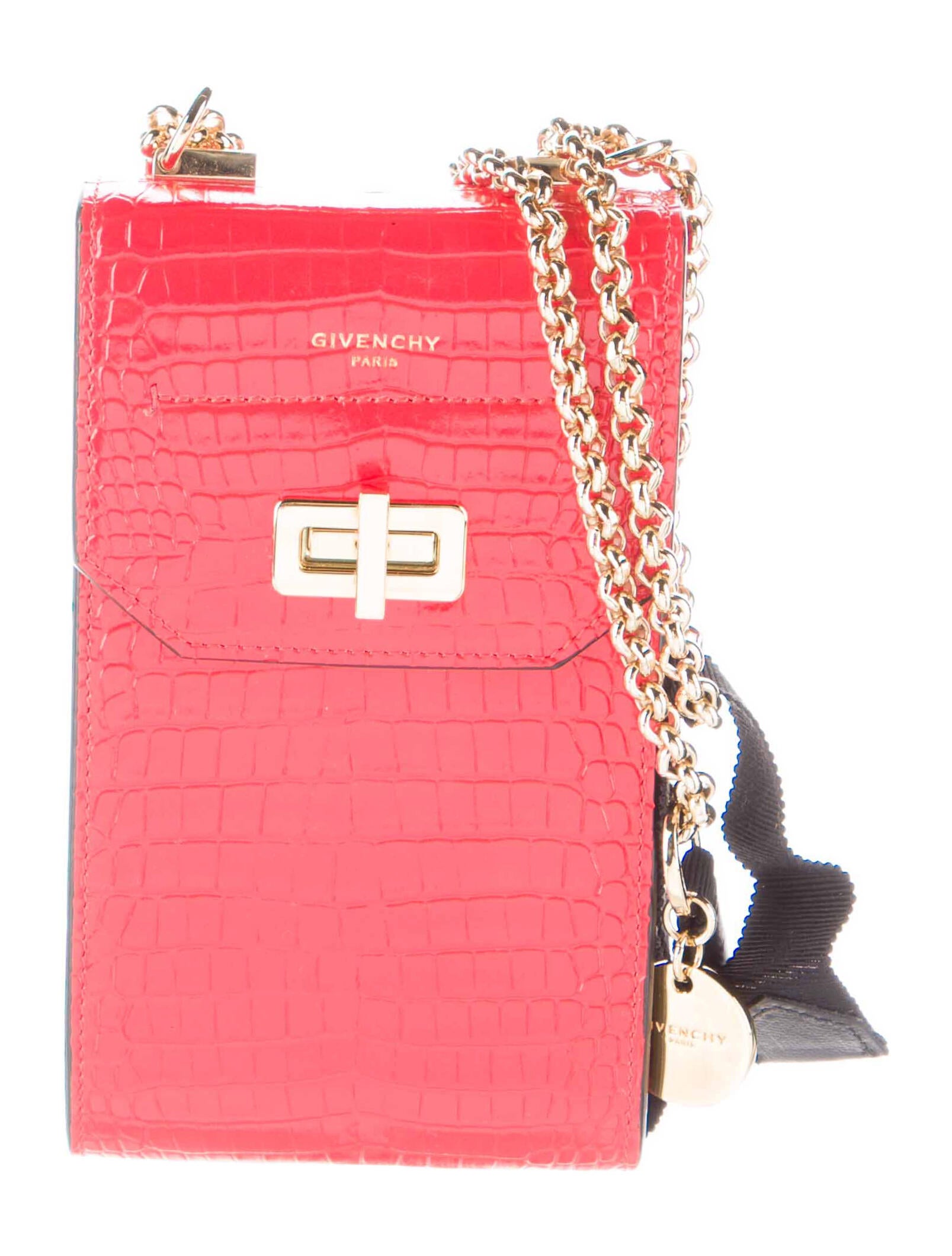 Givenchy Chain Linked Embossed Leather Crossbody Bag Red Crossbody Bags, Handbags GIV164733