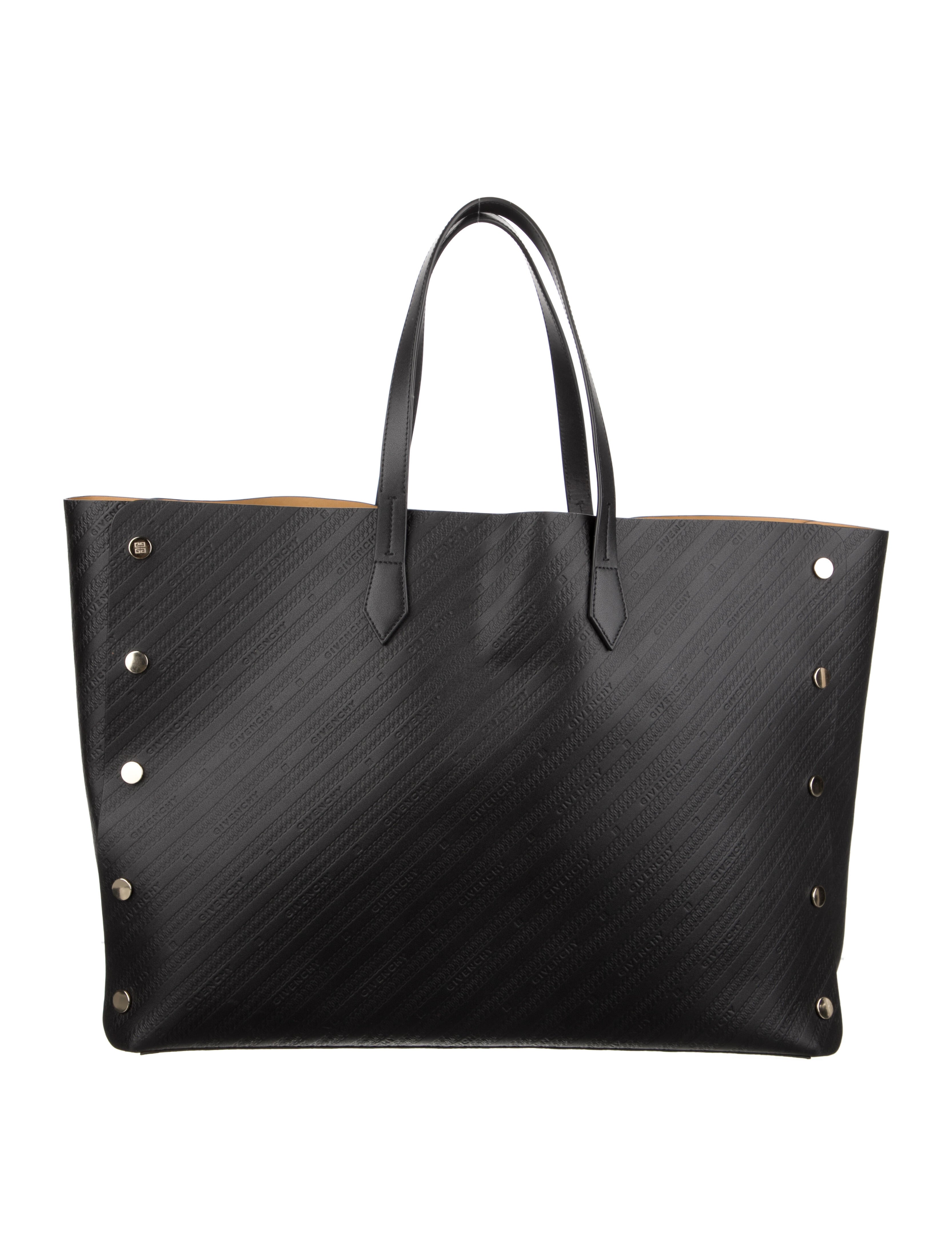 Givenchy Logo Embossed Leather Tote Bag Black Totes, Handbags