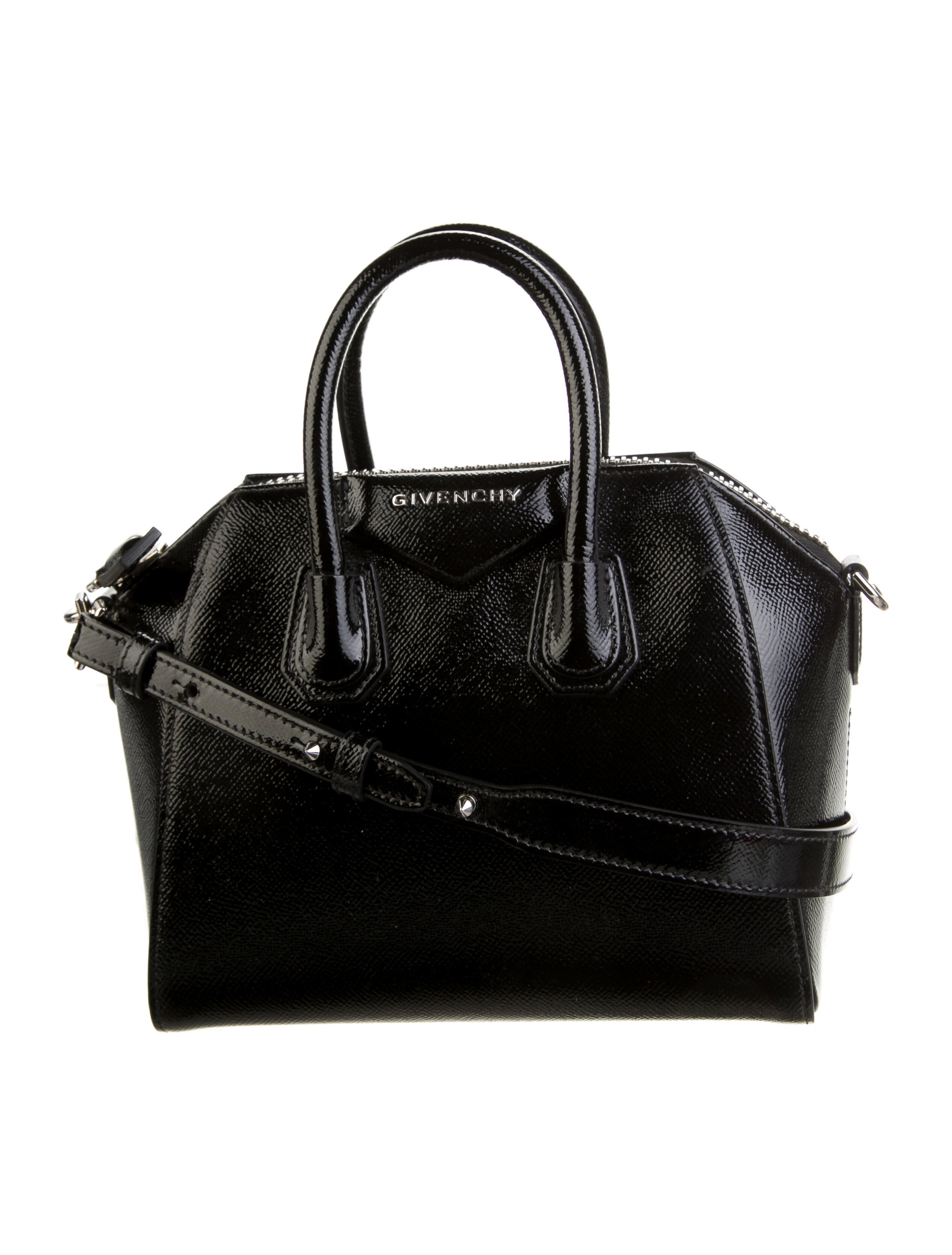 Givenchy Antigona Patent Leather Top Handle Bag Black Handle Bags, Handbags GIV166335 The