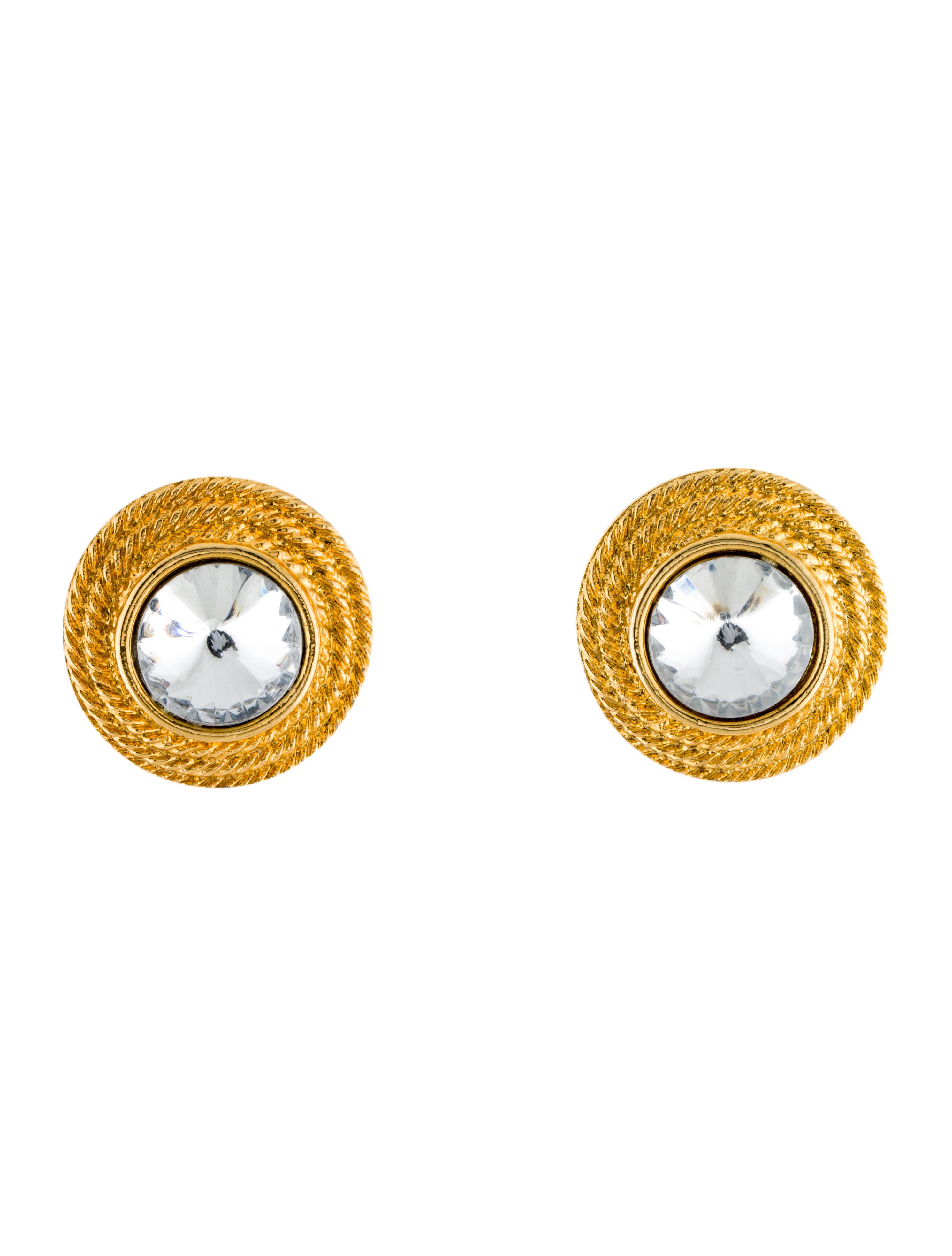 Givenchy Vintage Crystal Clip On Earrings