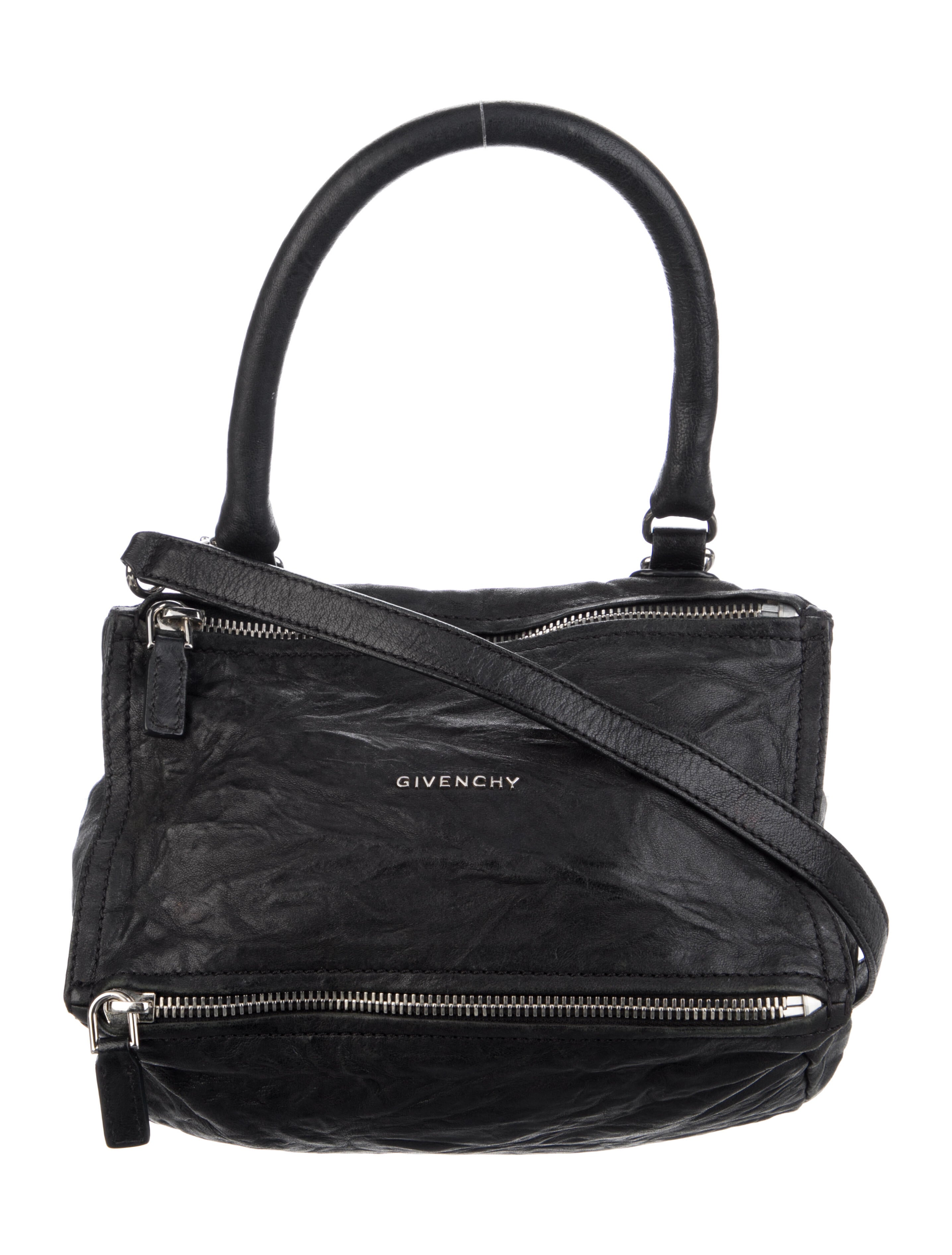 ジバンシィ Givenchy Pandora Big Shoulder Bag Givenchy Pandora 2Way Handbag Black Gold Sheep Leather Zip