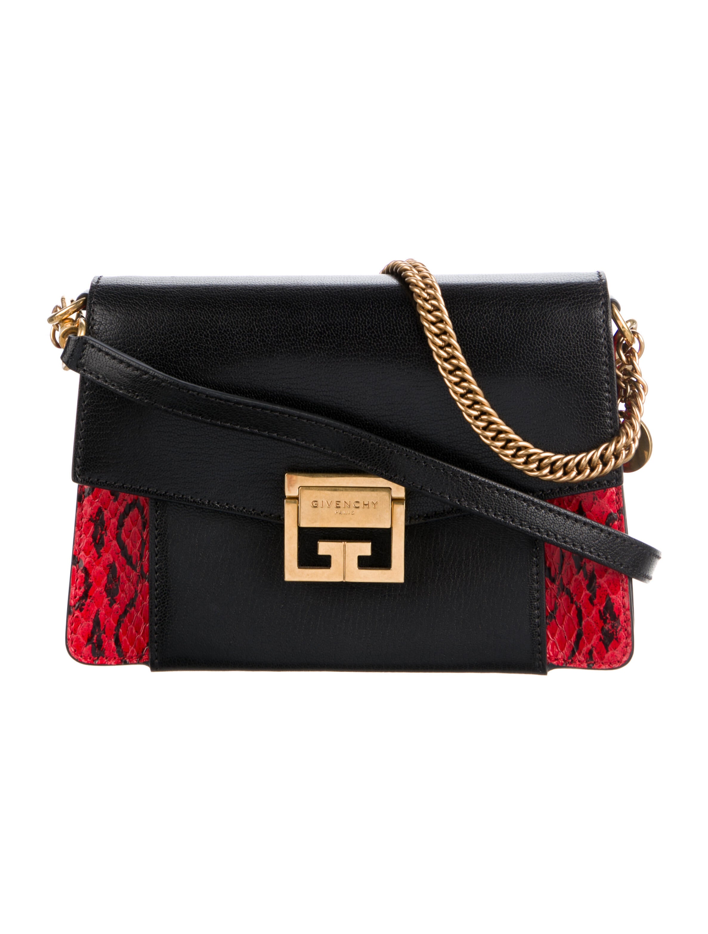 Givenchy Leather ChainLink Crossbody Bag Red Crossbody Bags