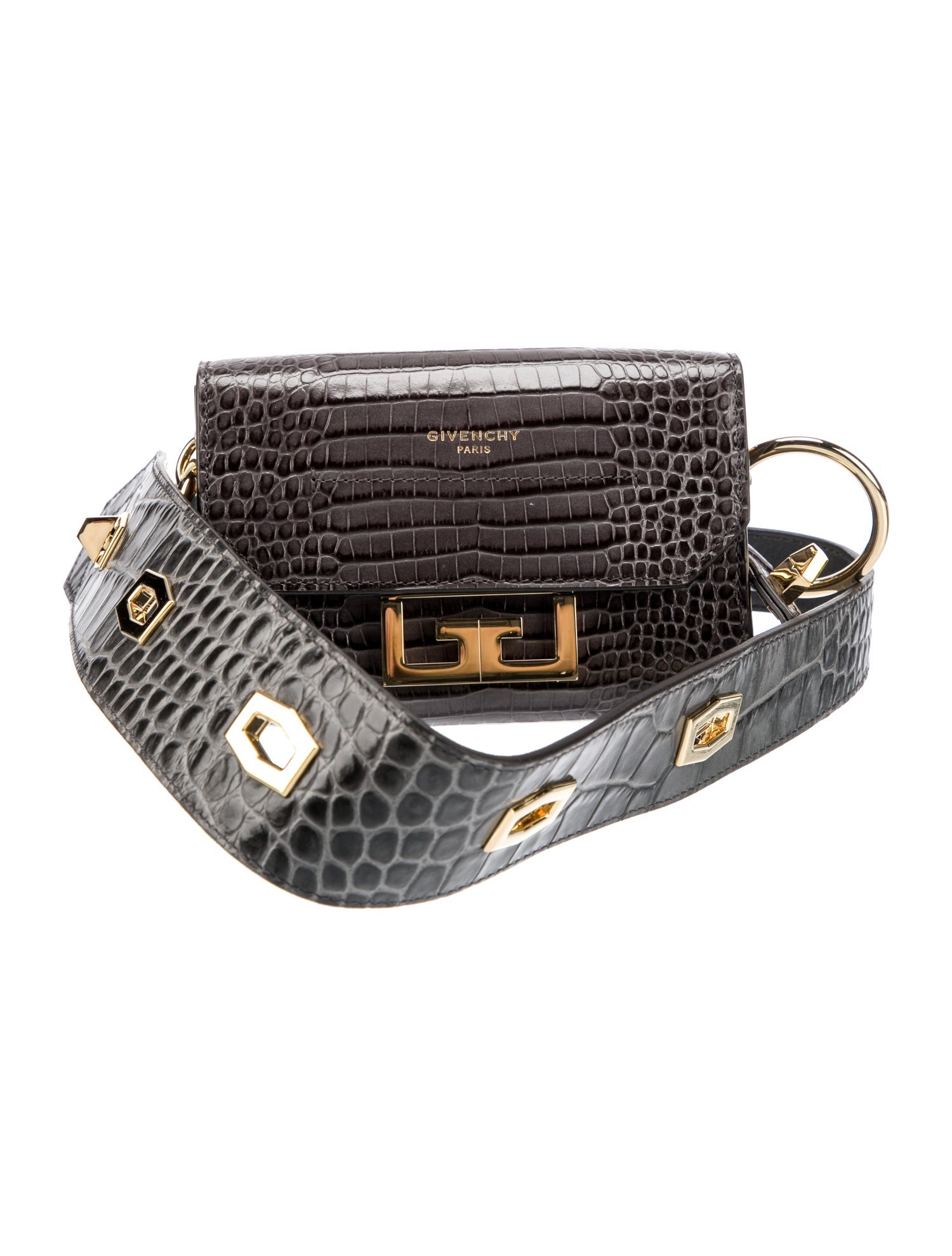 Givenchy Embossed Leather Crossbody Bag w/Tags Grey Crossbody Bags, Handbags GIV188458 The