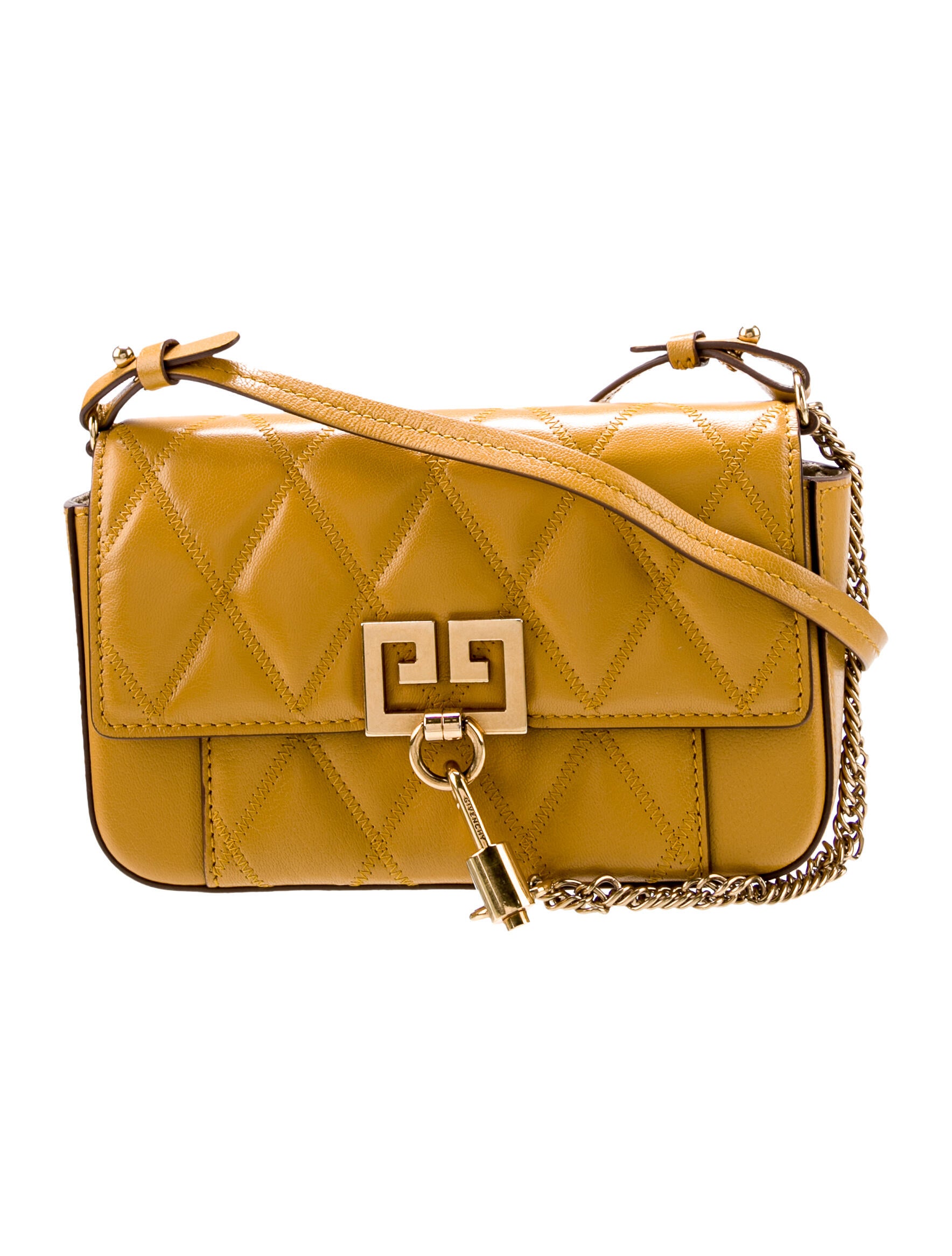 Givenchy Leather Chain Link Crossbody Bag Yellow Crossbody Bags