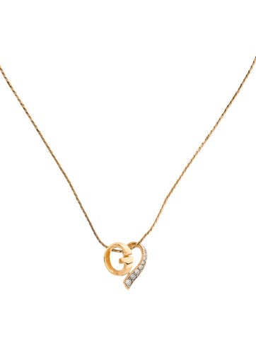 Givenchy Pendant Necklace Vintage Crystal Heart