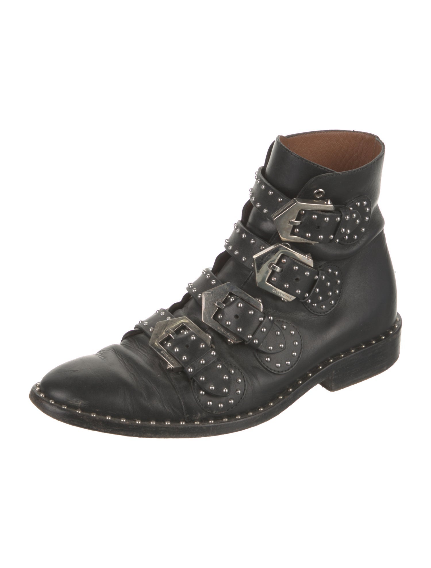 Givenchy Leather Polka Dot Print Combat Boots