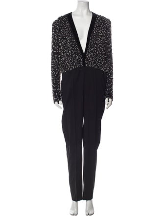 Givenchy Wool Plunge Neckline Jumpsuit