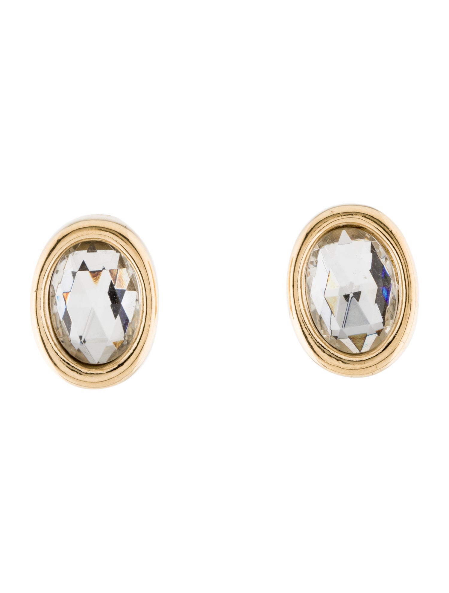 Givenchy Vintage Crystal Oval Clip-On Earrings