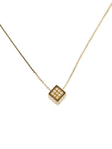 Givenchy Pendant Necklace Vintage Faux Pearl Cube
