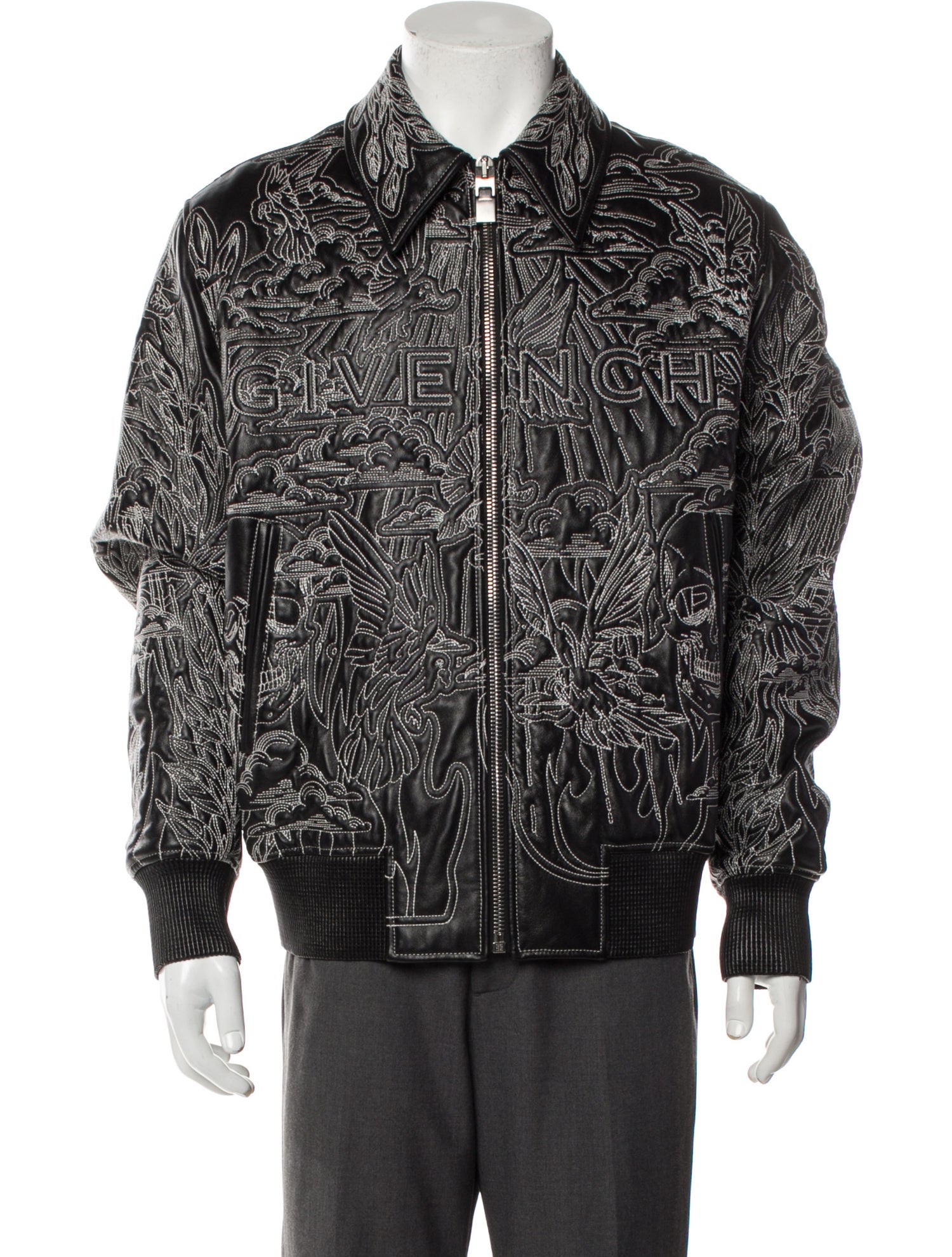 Givenchy Leather Embroidered Lambskin Bomber Jacket w/ Tags