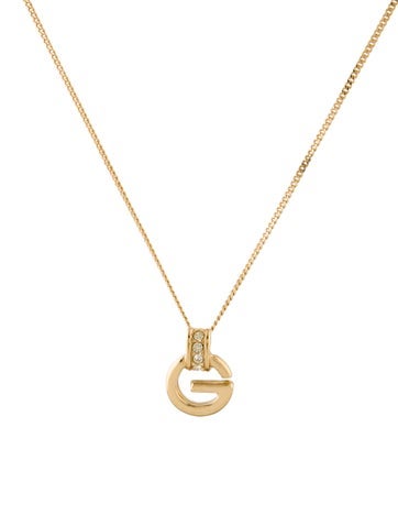 Givenchy Pendant Necklace Vintage Crystal G