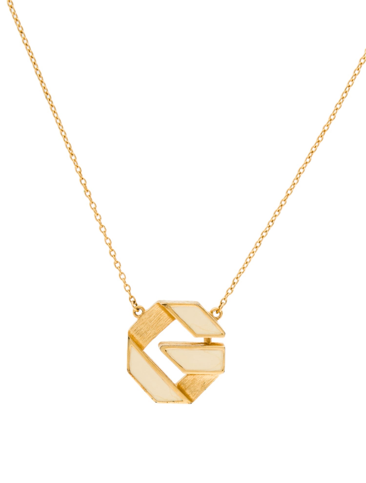 Givenchy Vintage Enamel G Pendant Necklace