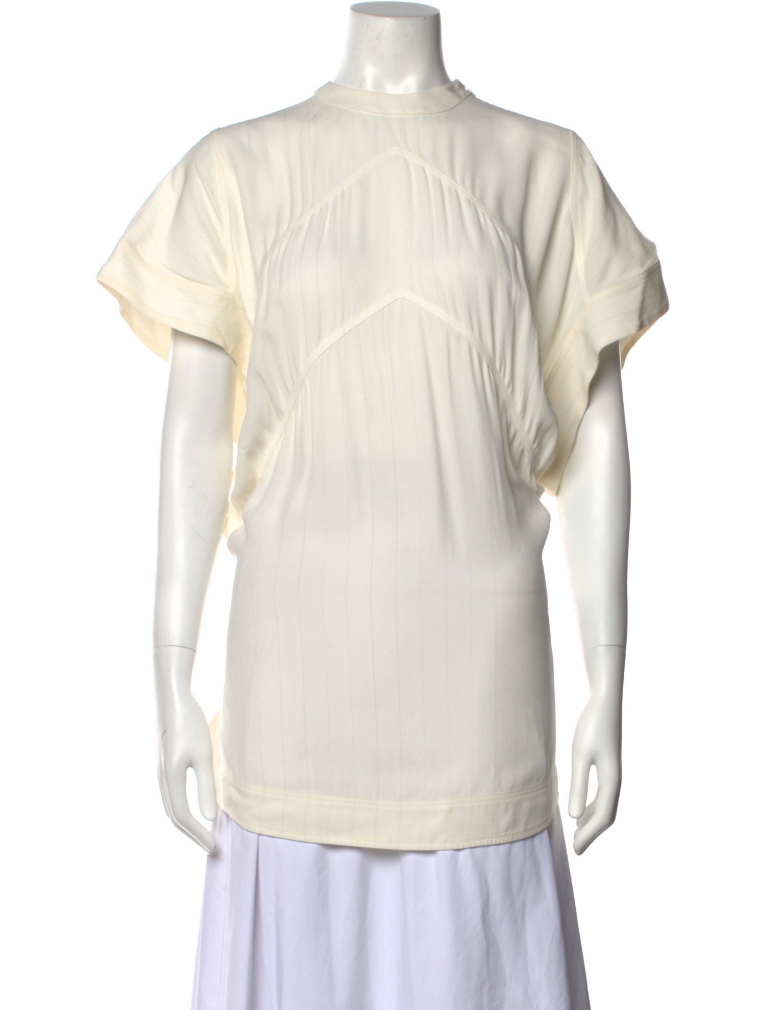 Givenchy Mock Neck Short Sleeve Blouse