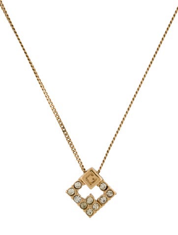 Givenchy Pendant Necklace Vintage Crystal G