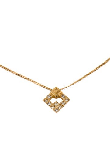 Givenchy Pendant Necklace Vintage Crystal G