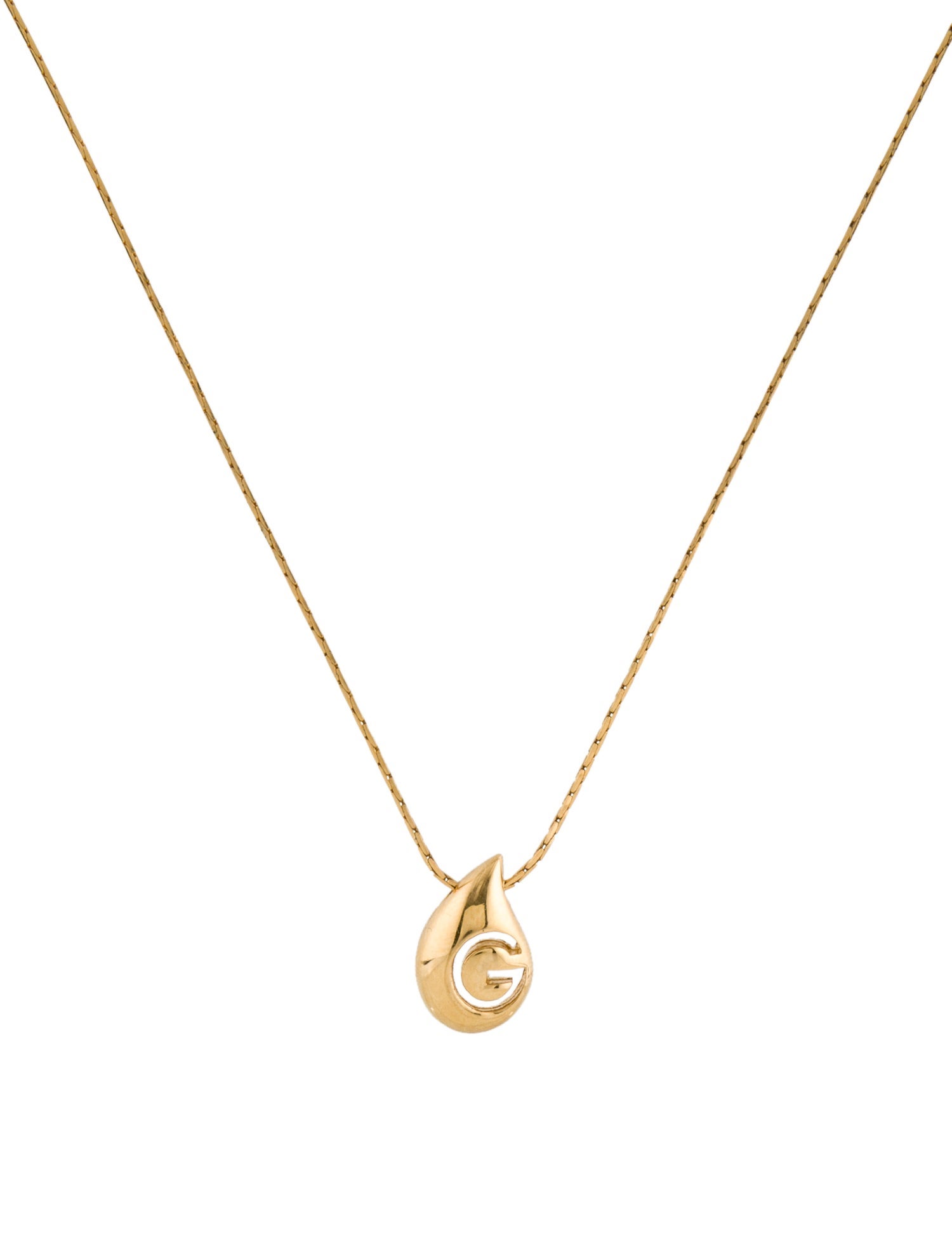 Givenchy Vintage 'G' Teardrop Pendant Necklace