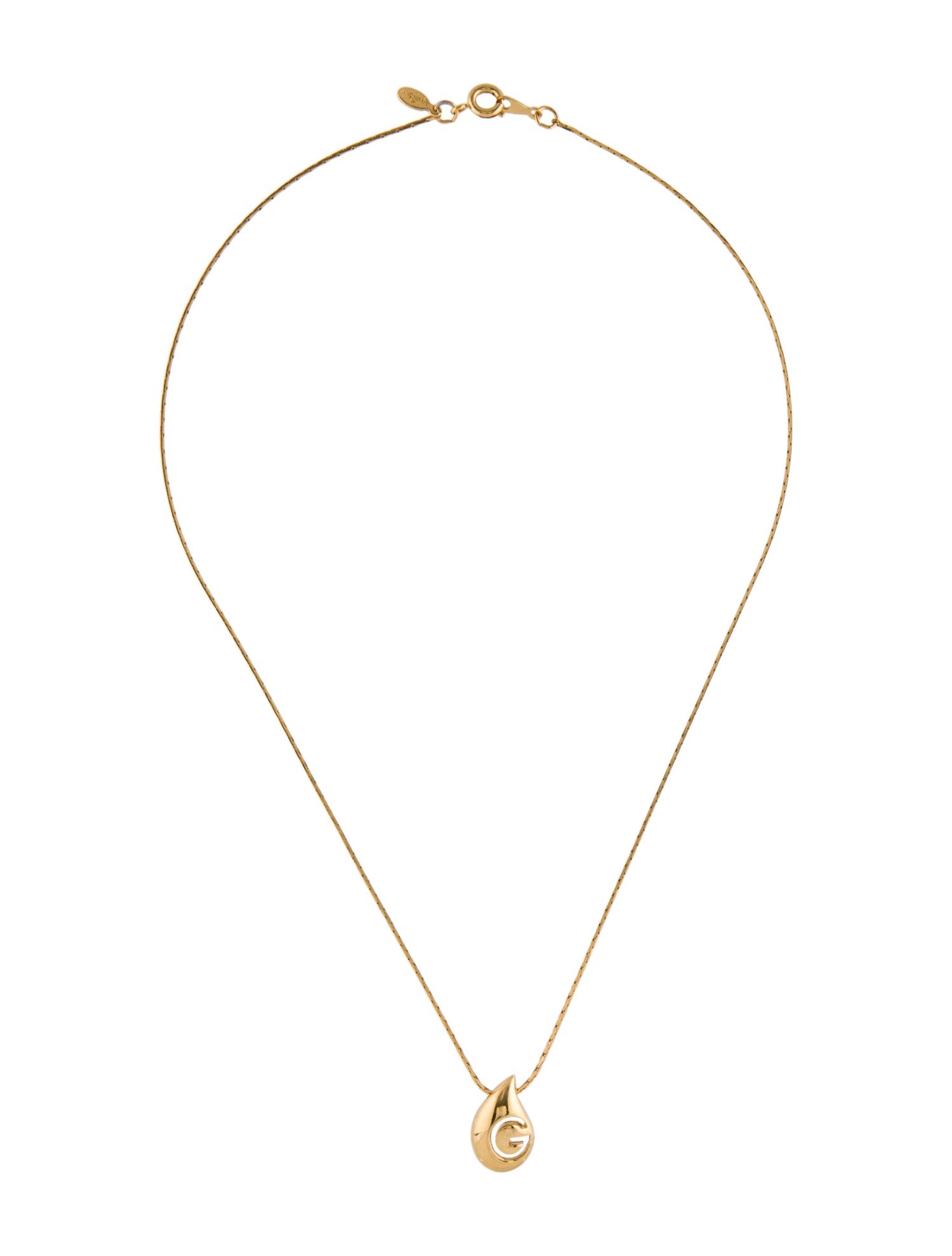 Givenchy Vintage 'G' Teardrop Pendant Necklace