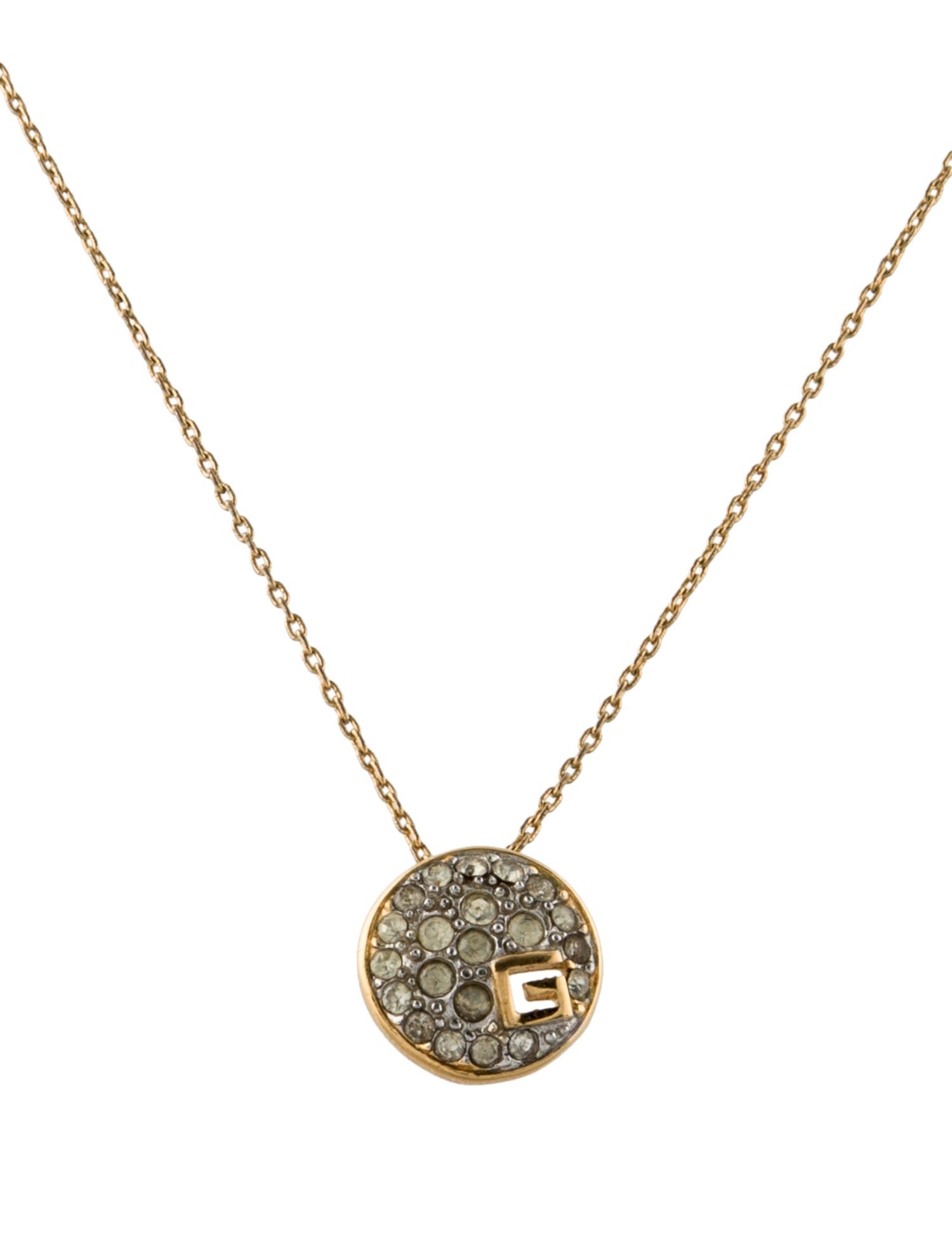 Givenchy Vintage Crystal 'G' Pendant Necklace