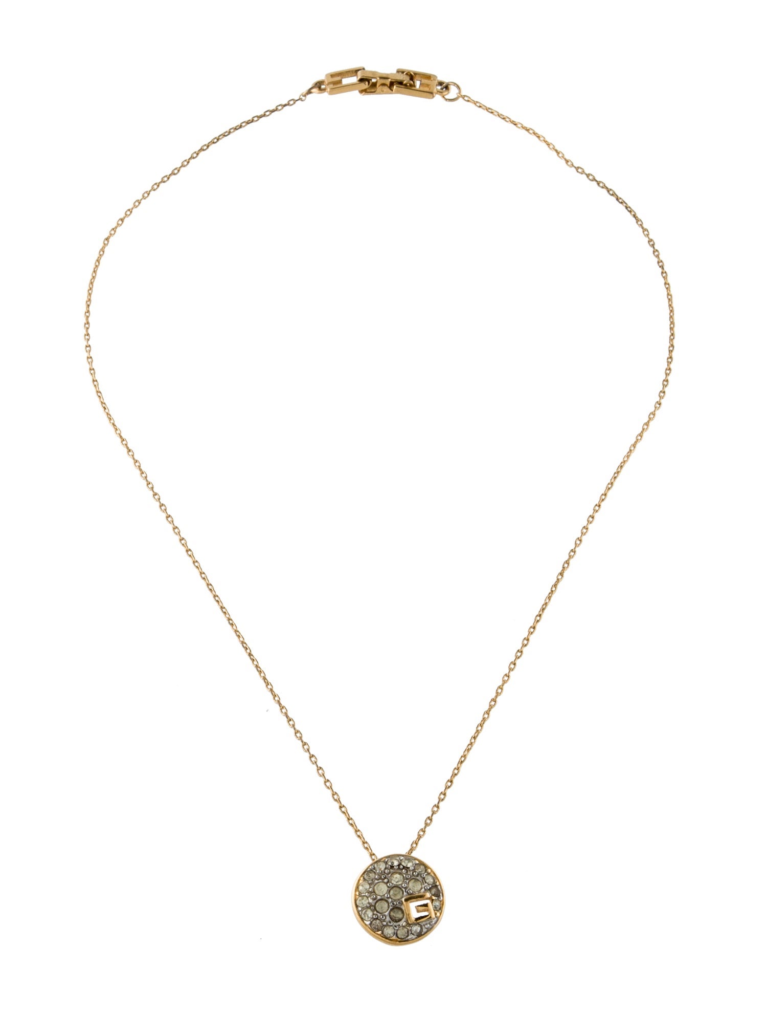 Givenchy Vintage Crystal 'G' Pendant Necklace