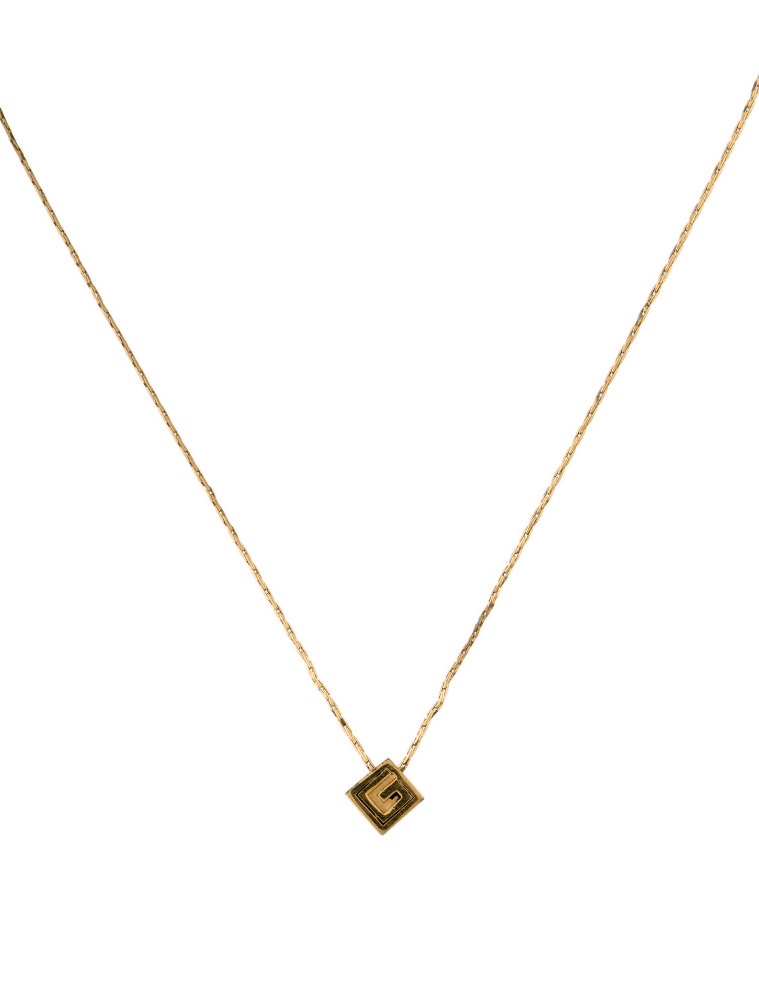 Givenchy Vintage Cube G Pendant Necklace