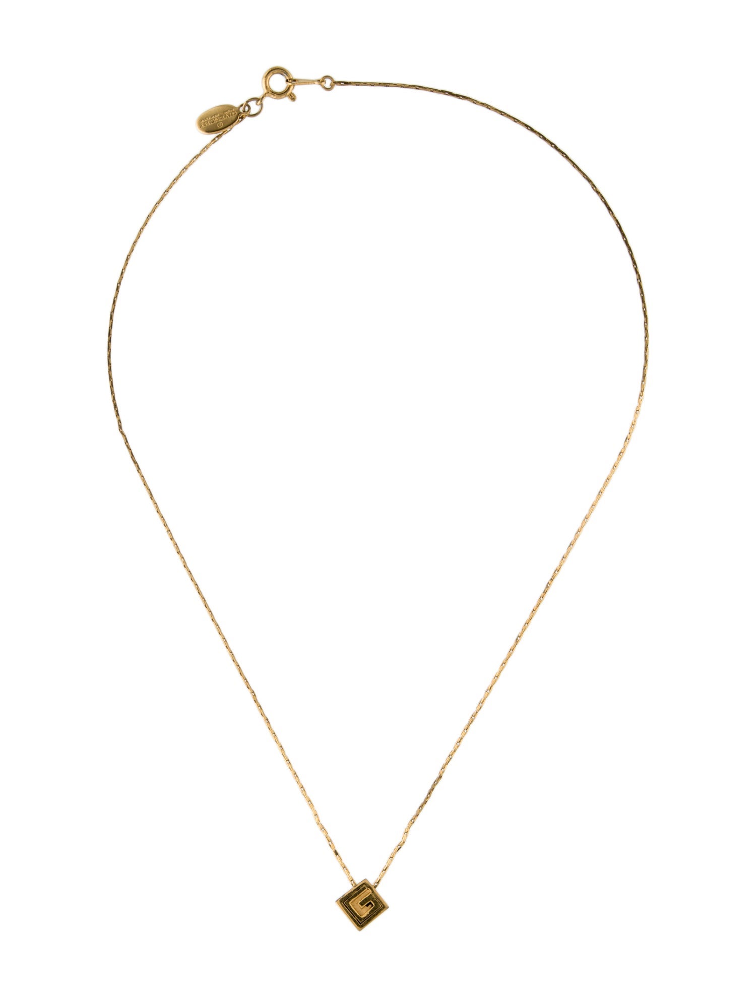 Givenchy Vintage Cube G Pendant Necklace