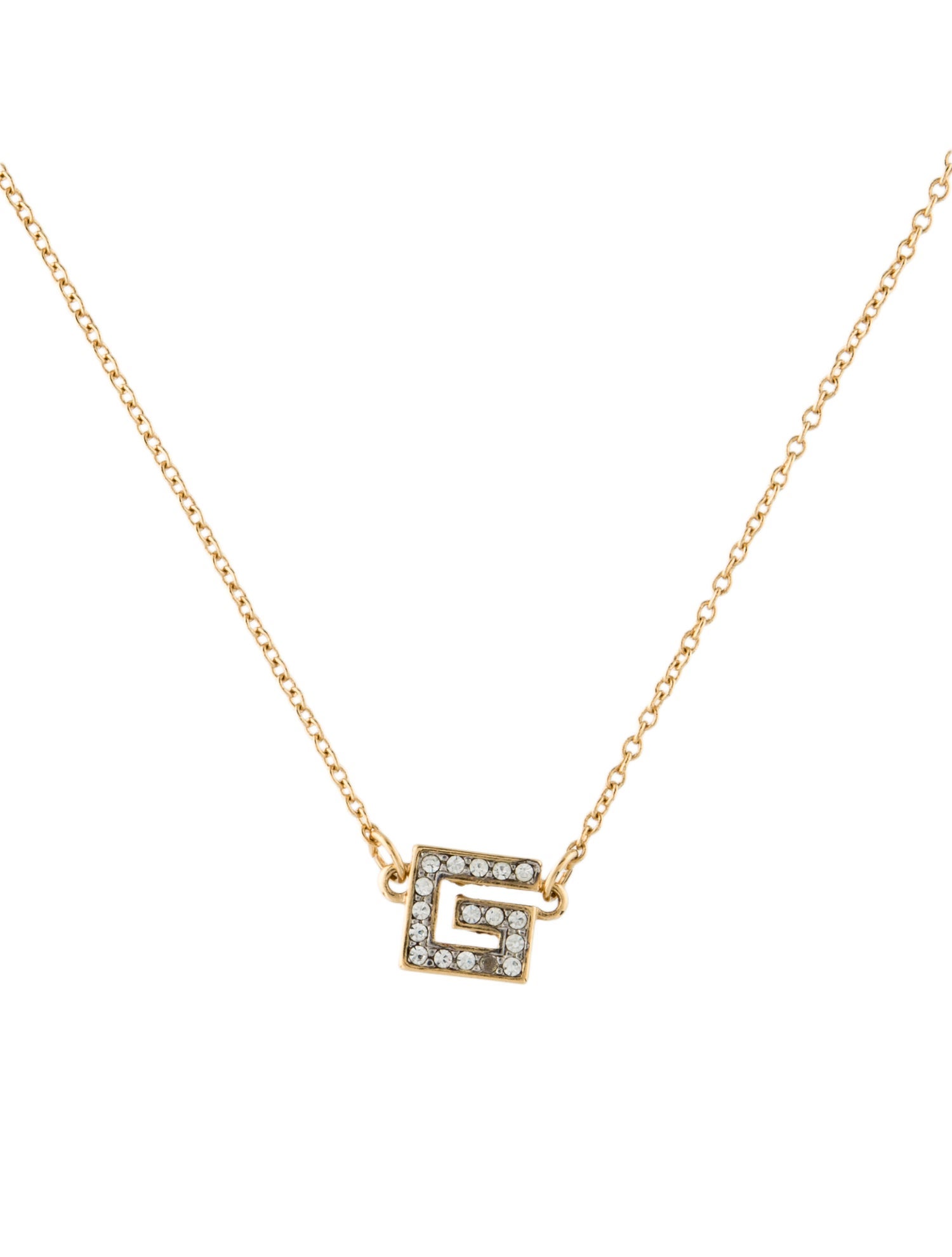 Givenchy Vintage Crystal G Pendant Necklace