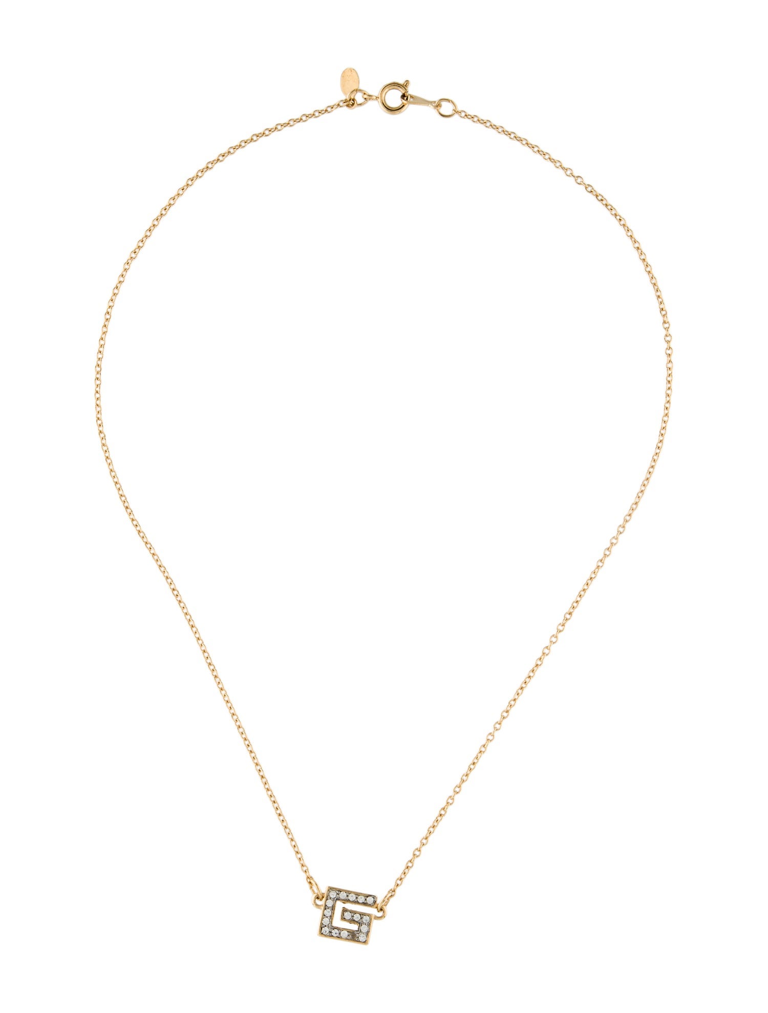 Givenchy Vintage Crystal G Pendant Necklace