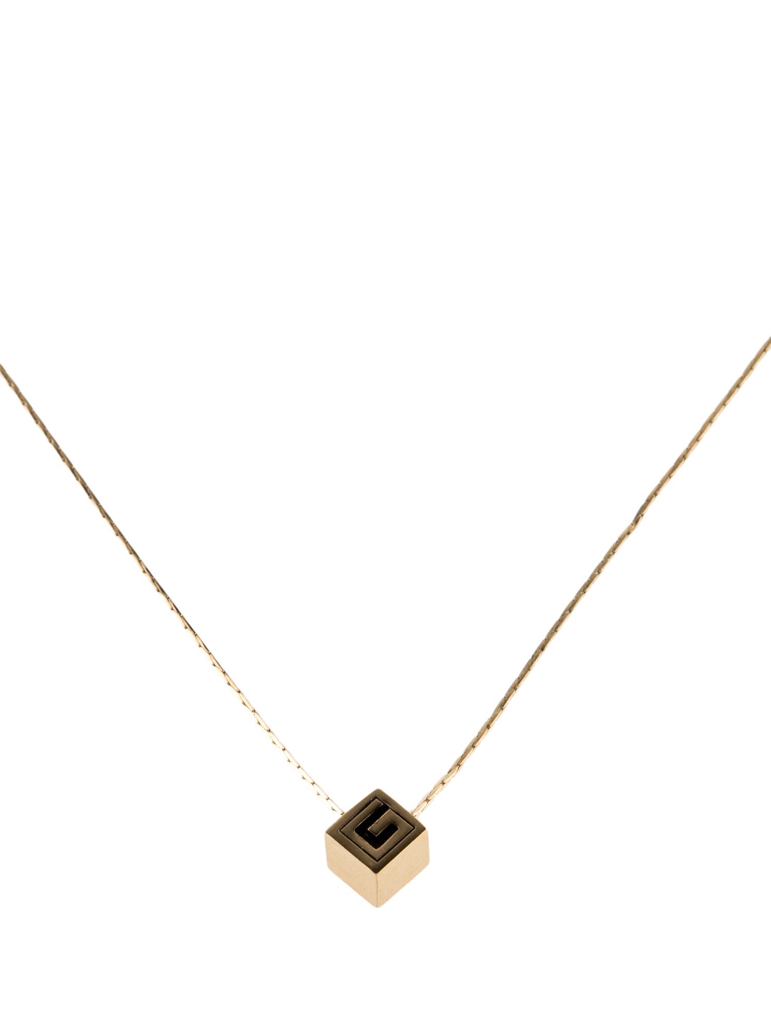 Givenchy Vintage Enamel Cube Pendant Necklace