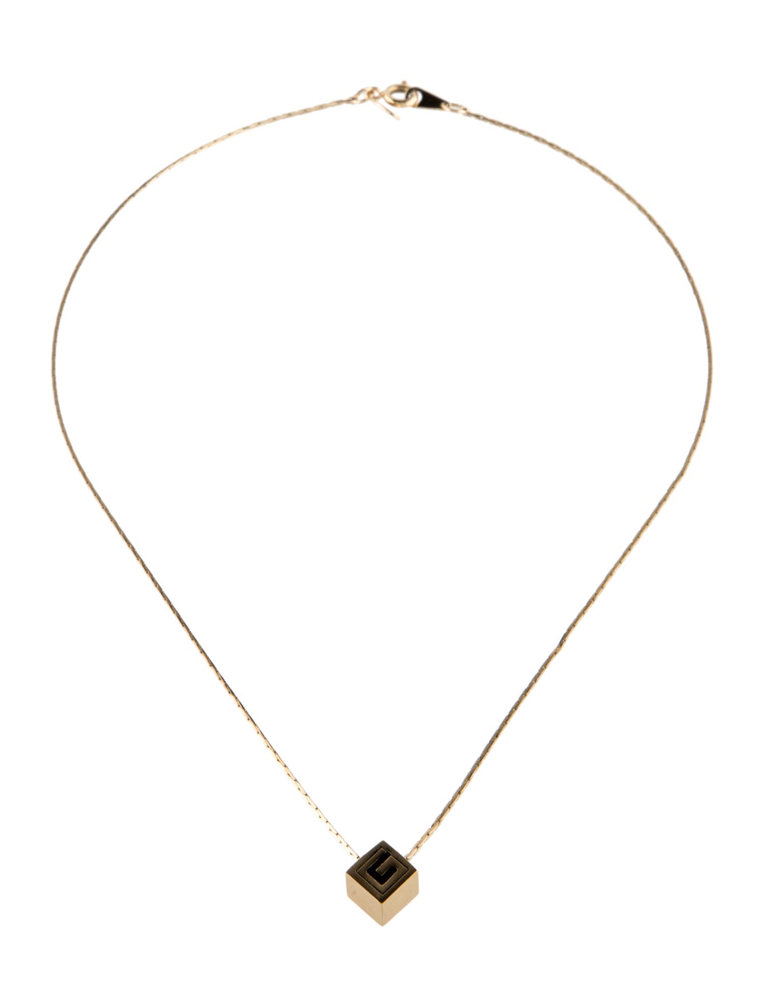 Givenchy Vintage Enamel Cube Pendant Necklace