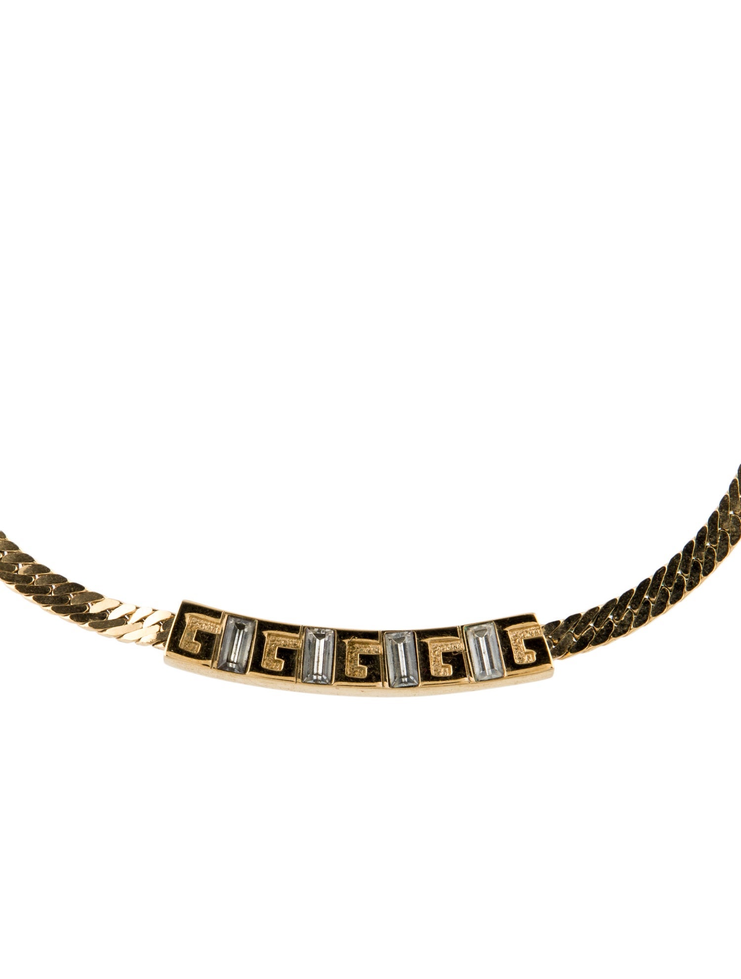 Givenchy Vintage Crystal G Collar Necklace