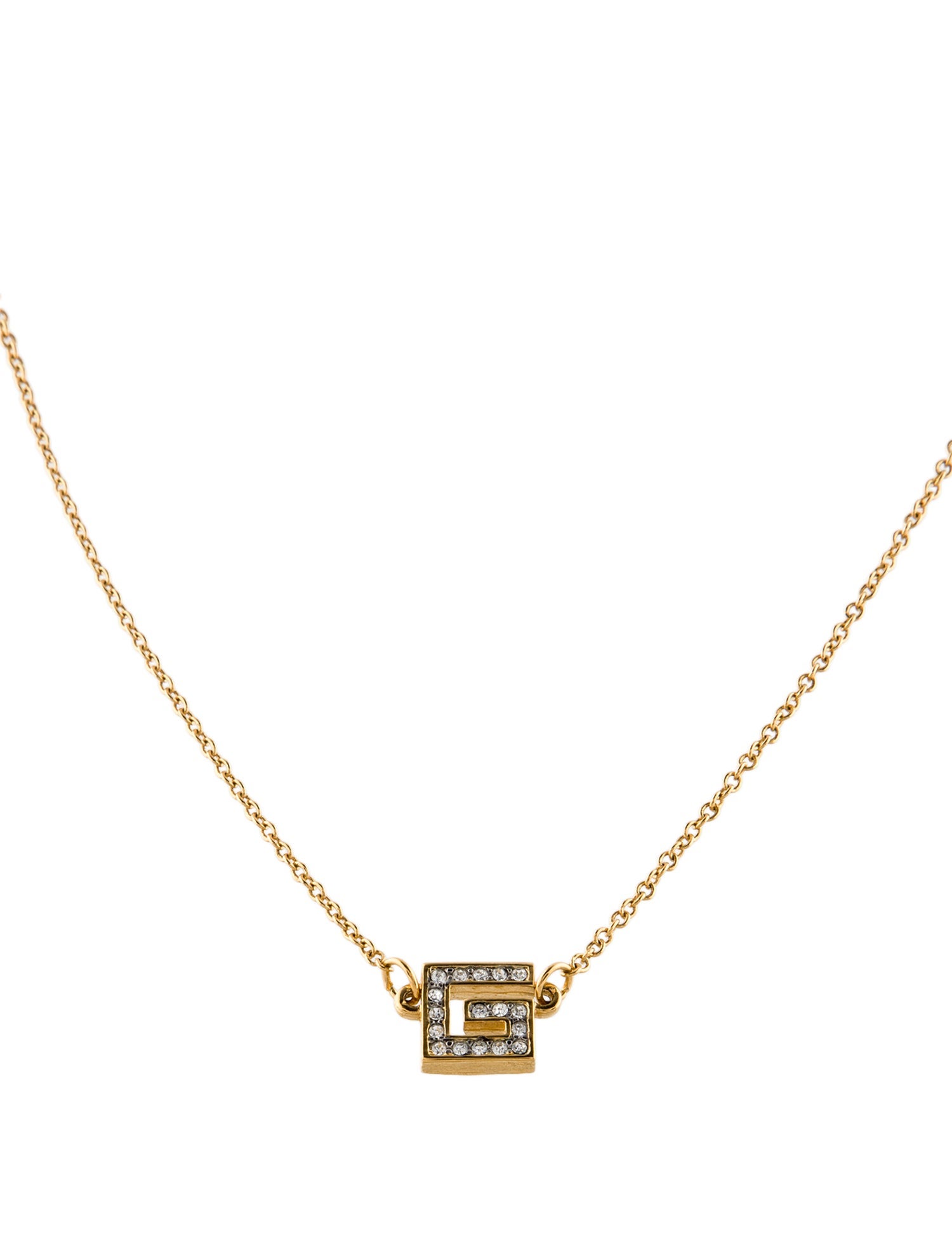 Givenchy Vintage Crystal G Pendant Necklace