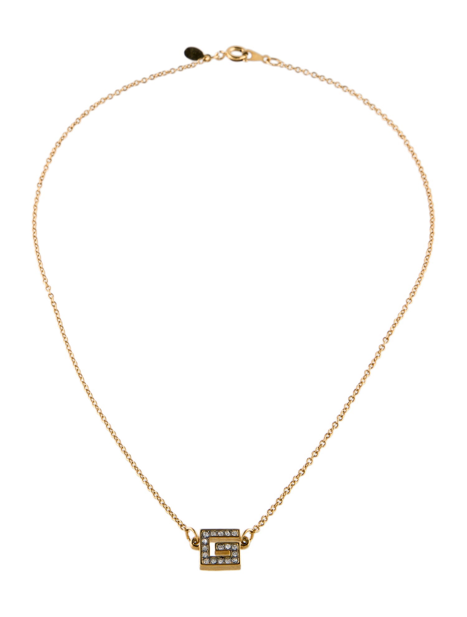 Givenchy Vintage Crystal G Pendant Necklace
