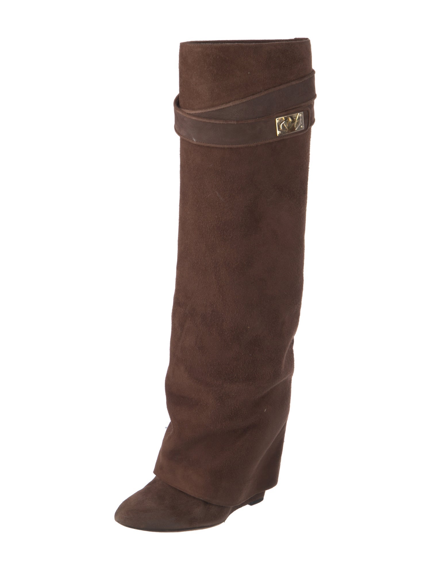 Givenchy Suede Leather Trim Embellishment Slouch Boots