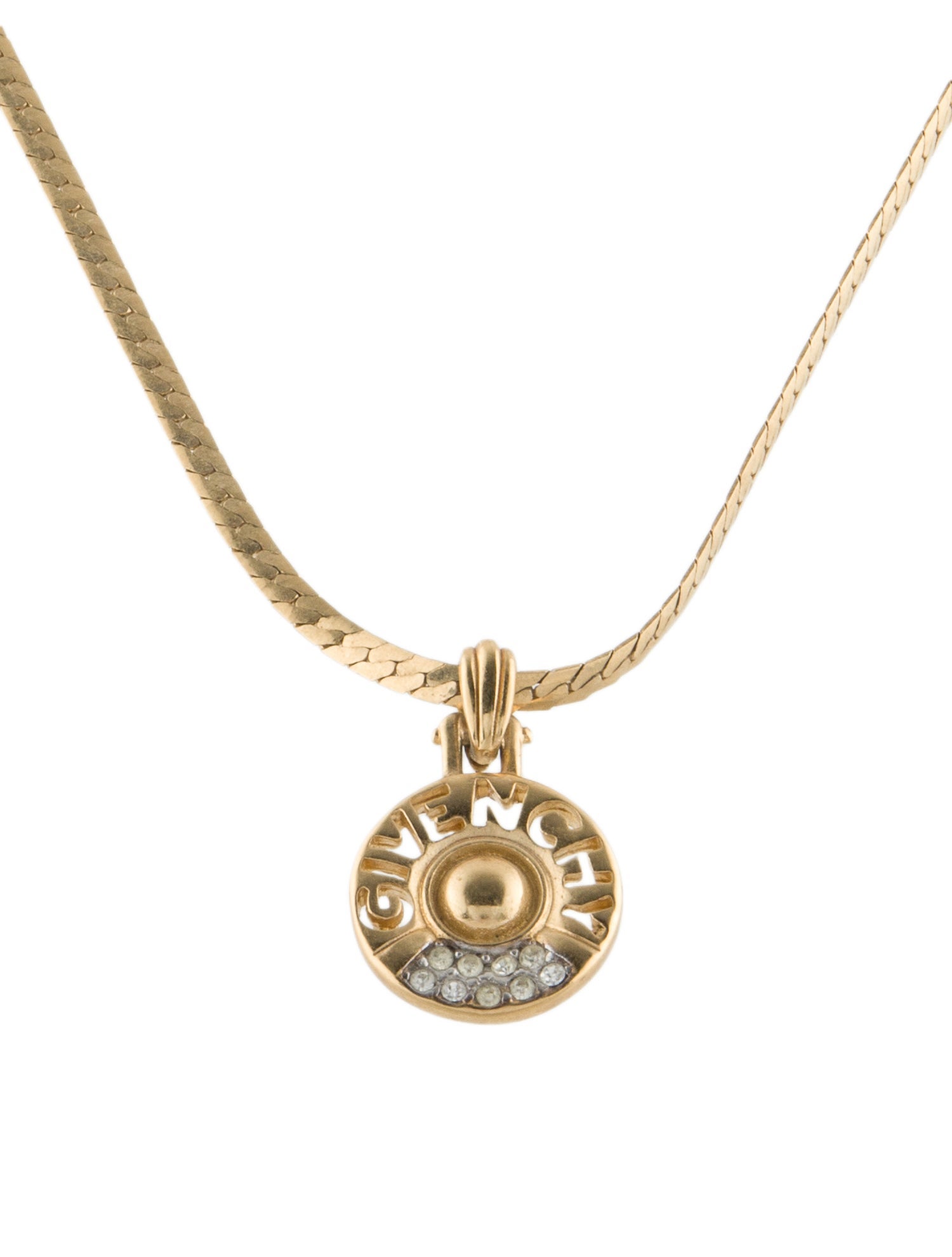 Givenchy Vintage Crystal Round Pendant Necklace