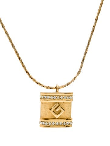 Givenchy Pendant Necklace Vintage Crystal G